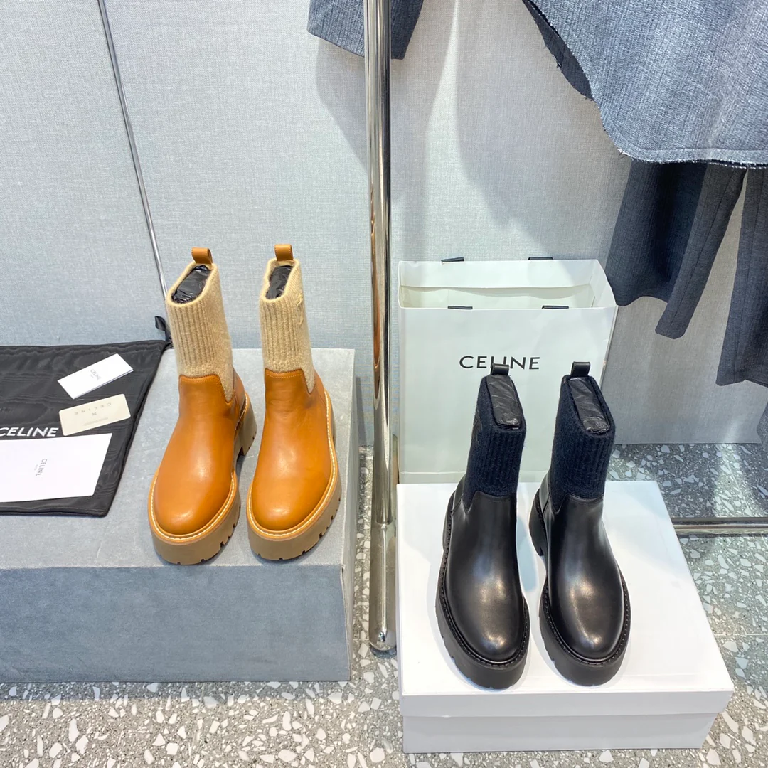 Celine - Вязаные ботинки-носки с закругленным носком