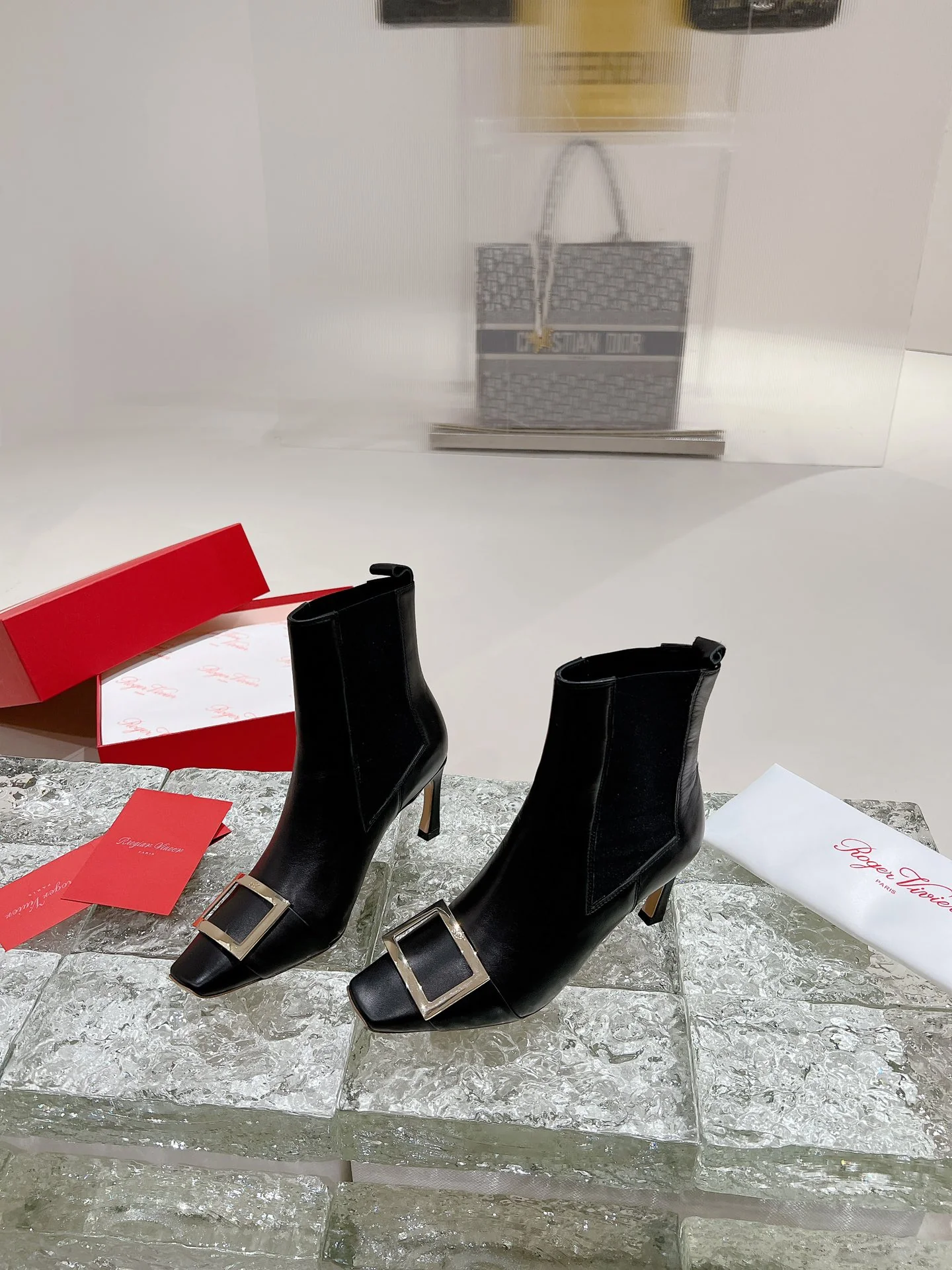 Кожаные ботинки RV-2024, 7 см, черные.