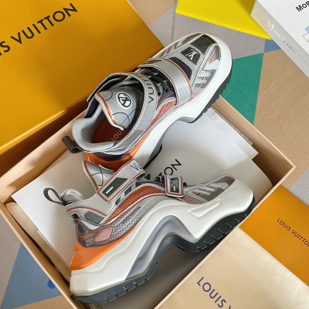 Новинка LV 2023 года - Серия Archlight 2-0 на платформе - Кроссовки/?папины кроссовки? - Серебристо-белые на липучках