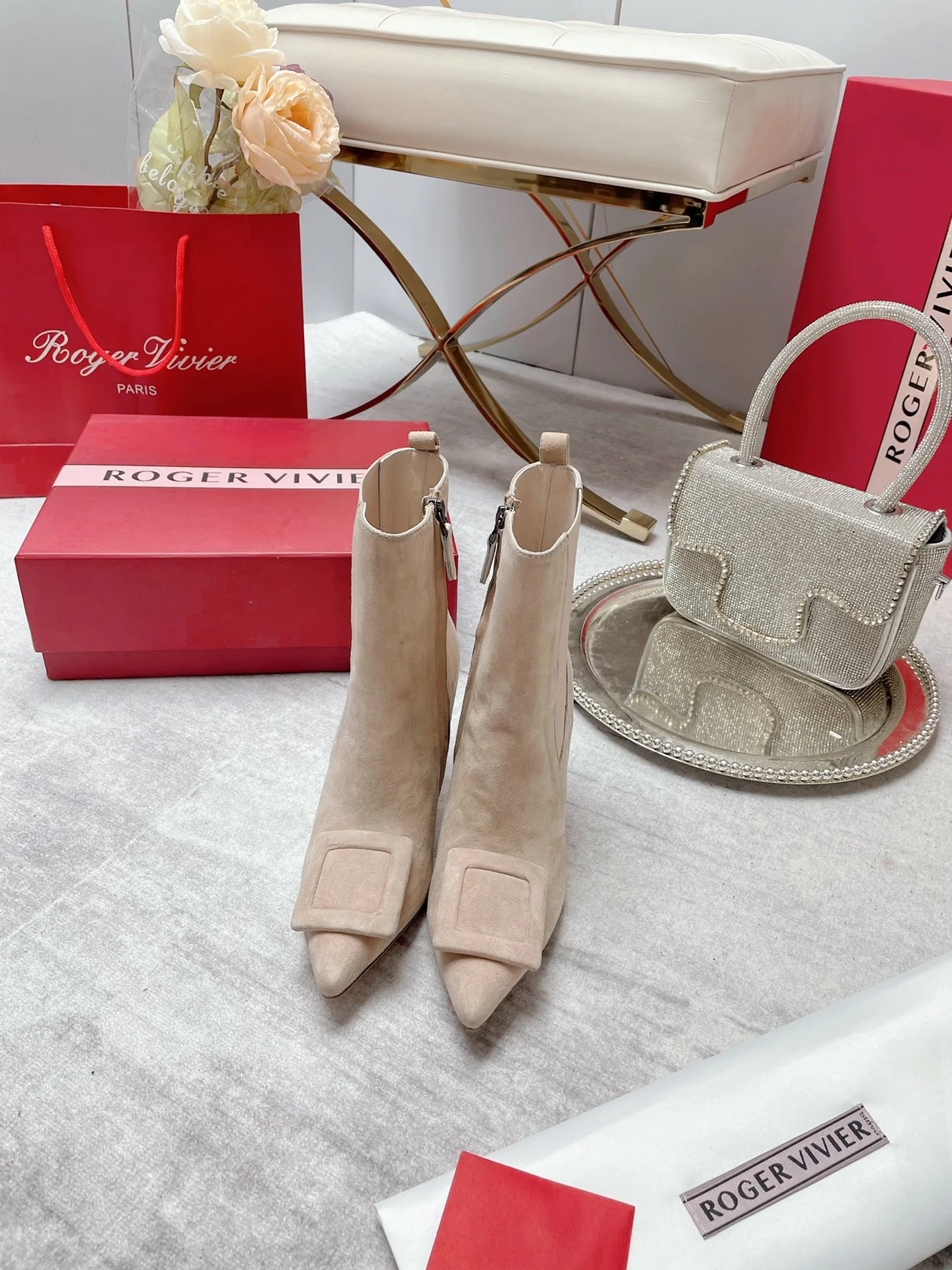 Обувь RV - Коллекция осень/зима 2022 - Ботильоны на шпильке - Абрикосовый цвет