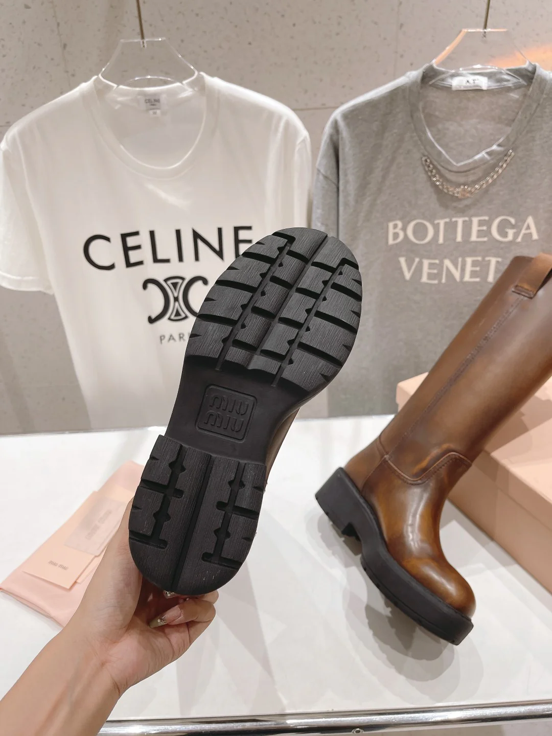 Ботинки на платформе Miu Miu 2024 - Кофейно-коричневый - 1