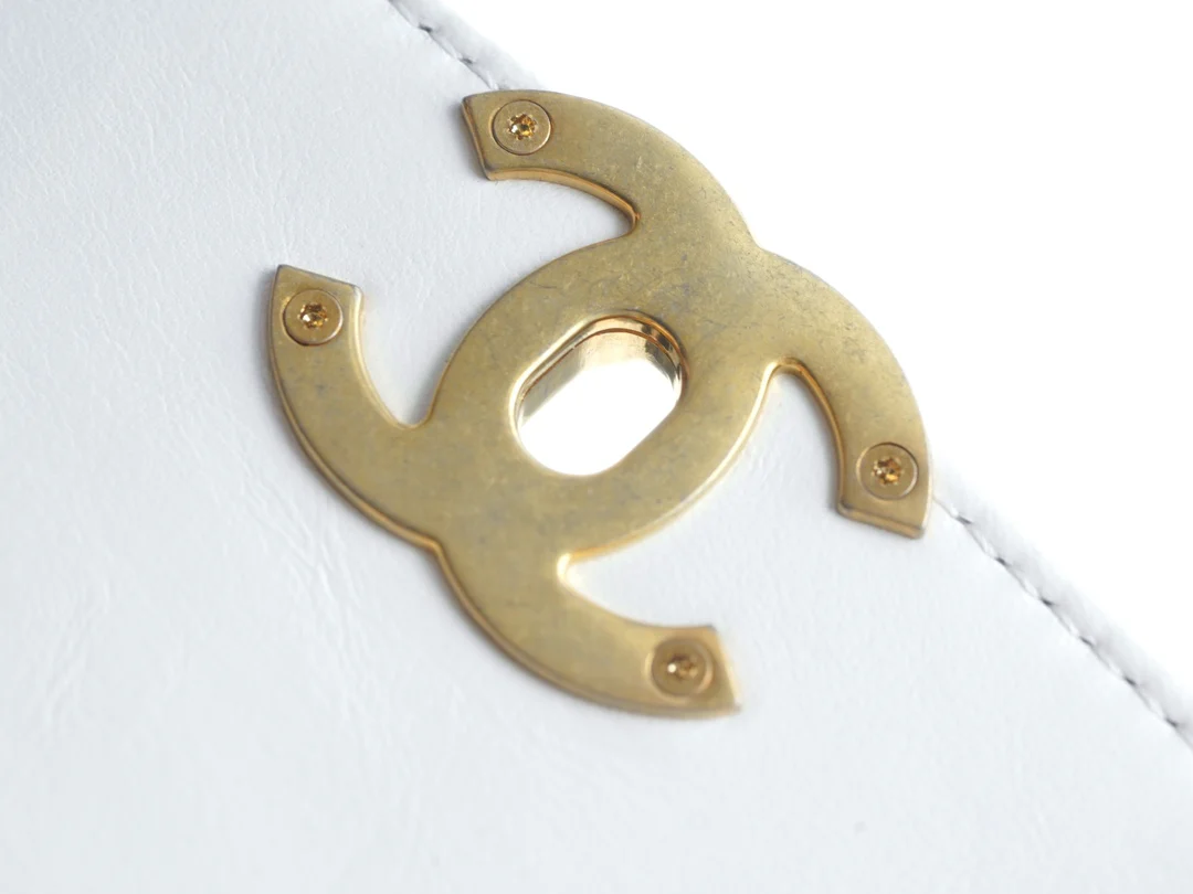 Chanel 24c Double Gold Ball CF Mini 19 White 1