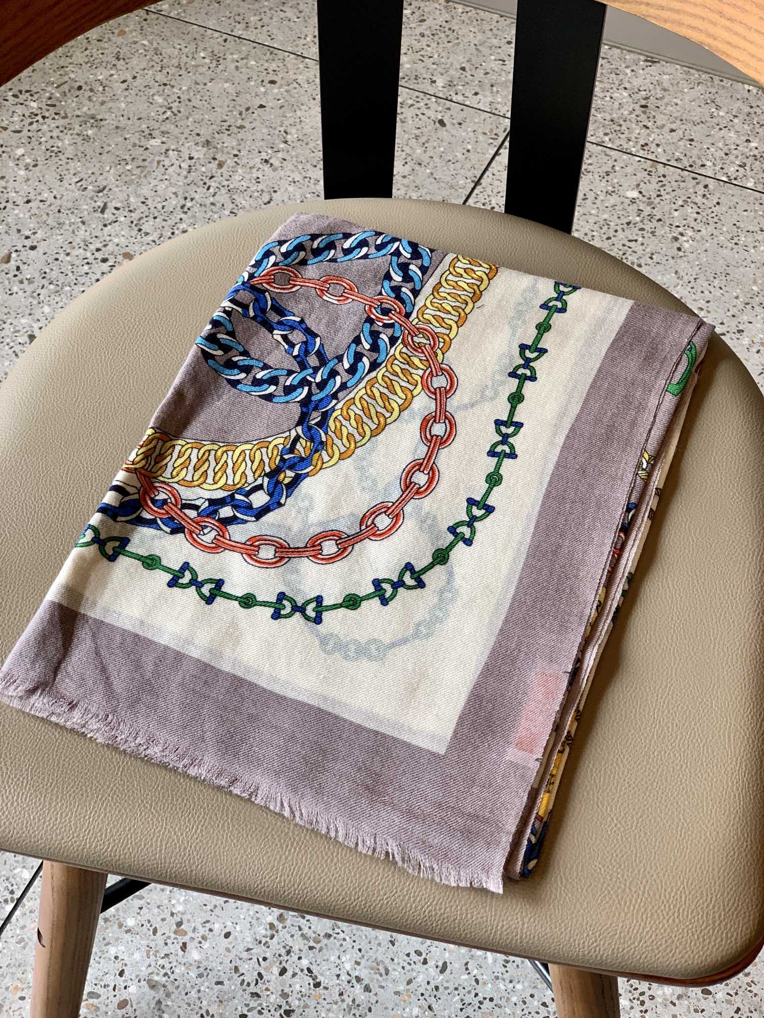 Шарф-цепочка Hermes - 100-200 см - 100 см - высококачественный кашемир