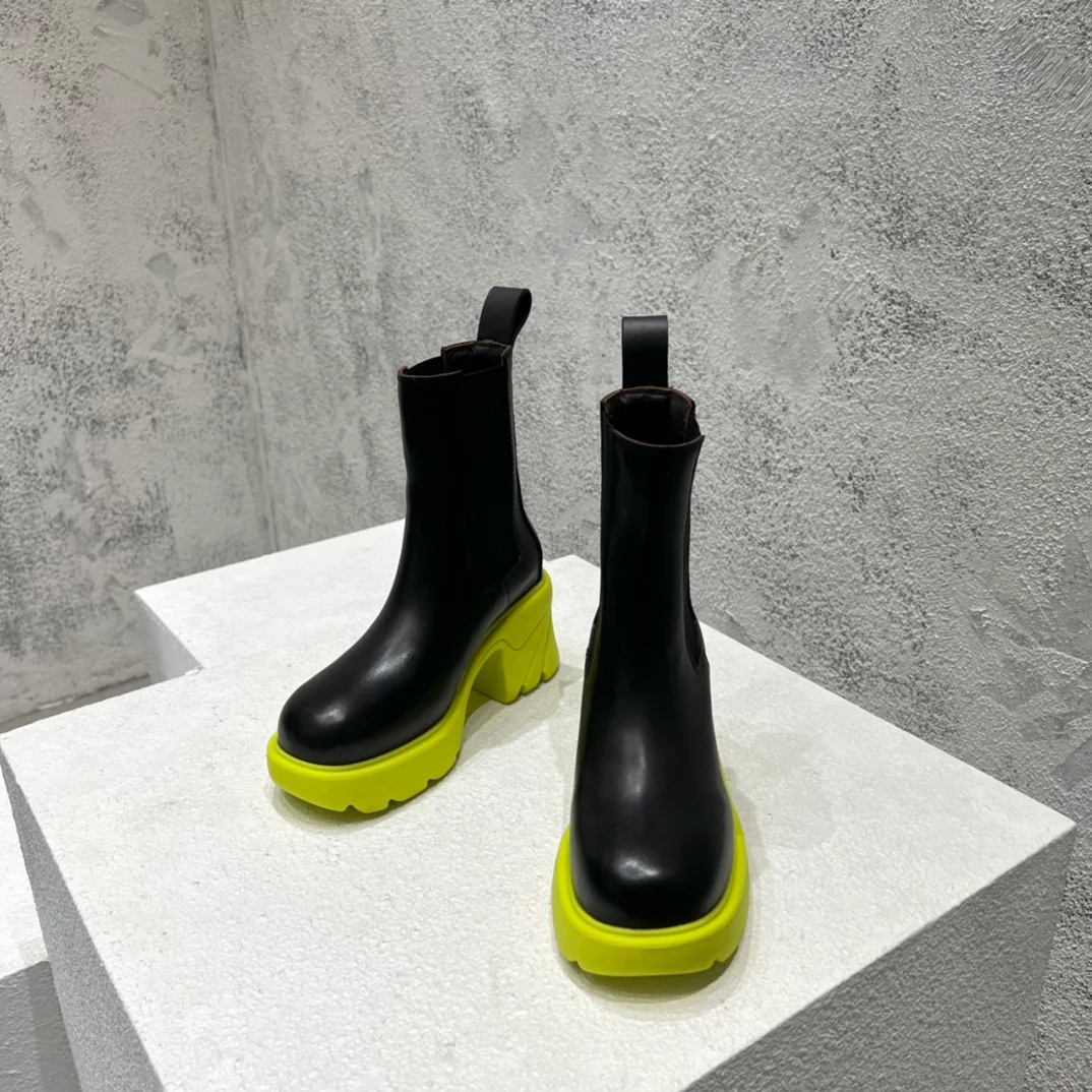 BV-22ss - Ботильоны на платформе до середины икры - Флуоресцентно-желтая подошва