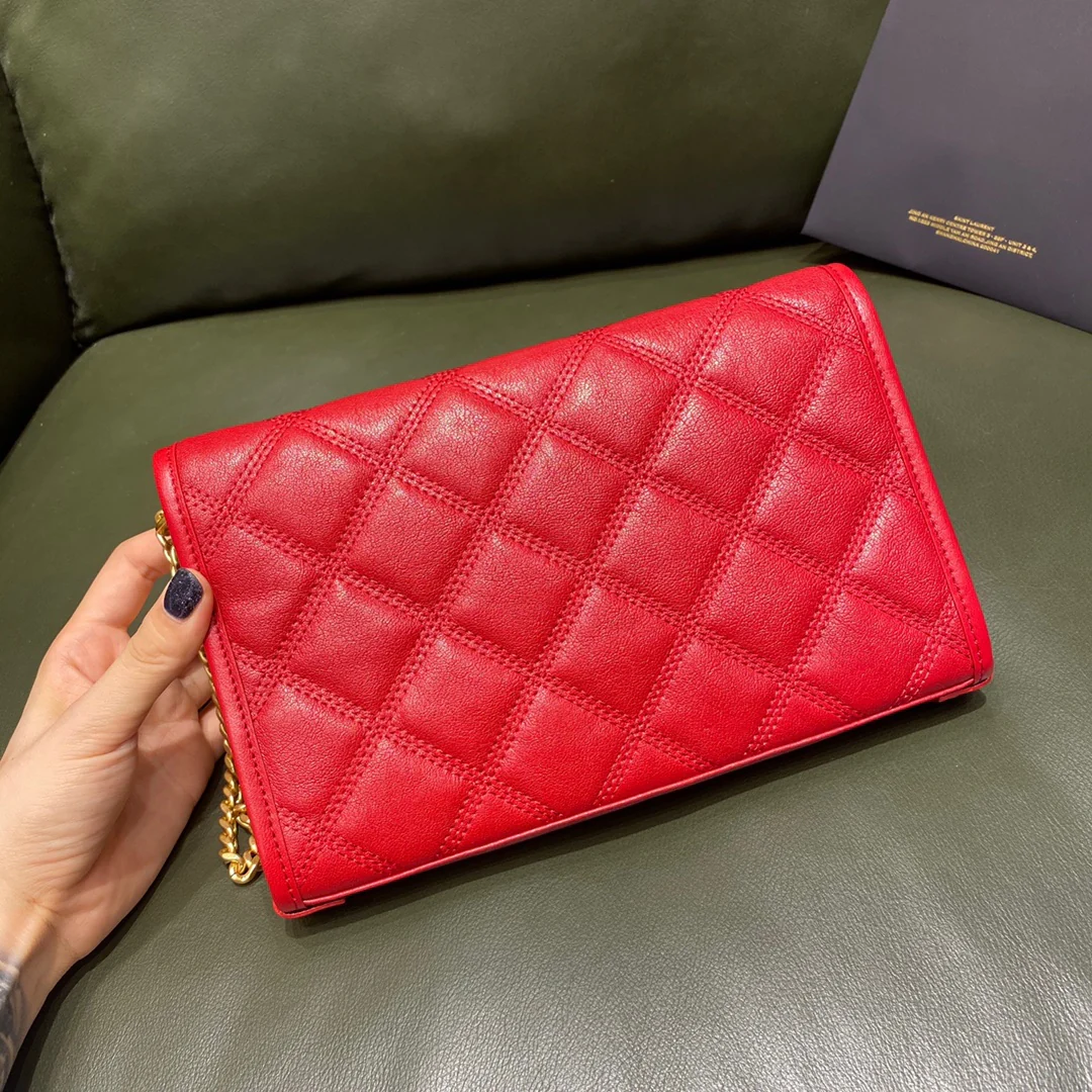 Сумка YSL-Becky из овечьей кожи с ромбовидной стёжкой и цепочкой - 2 шт.