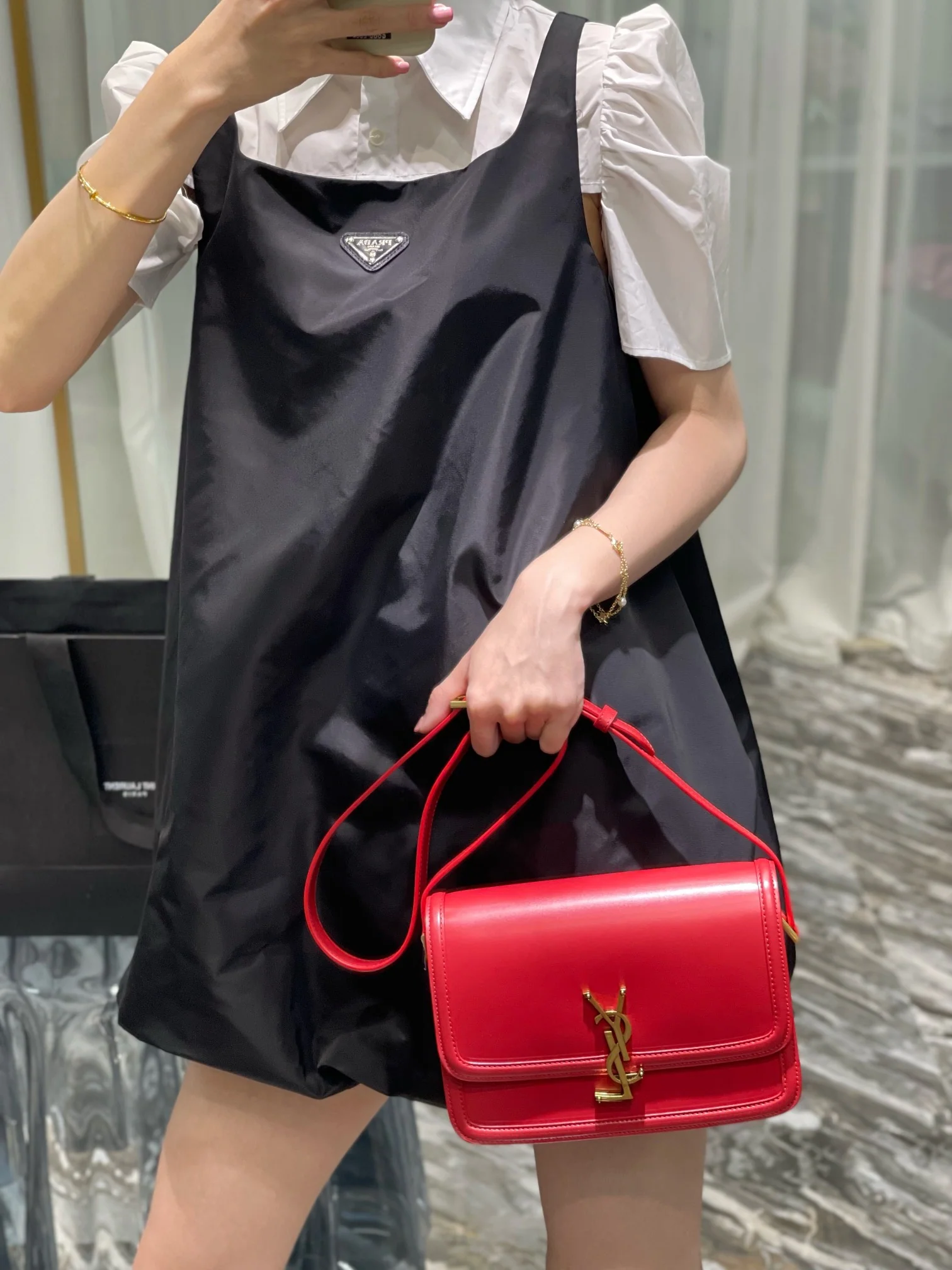 Сумка через плечо YSL rue de solferino - красная