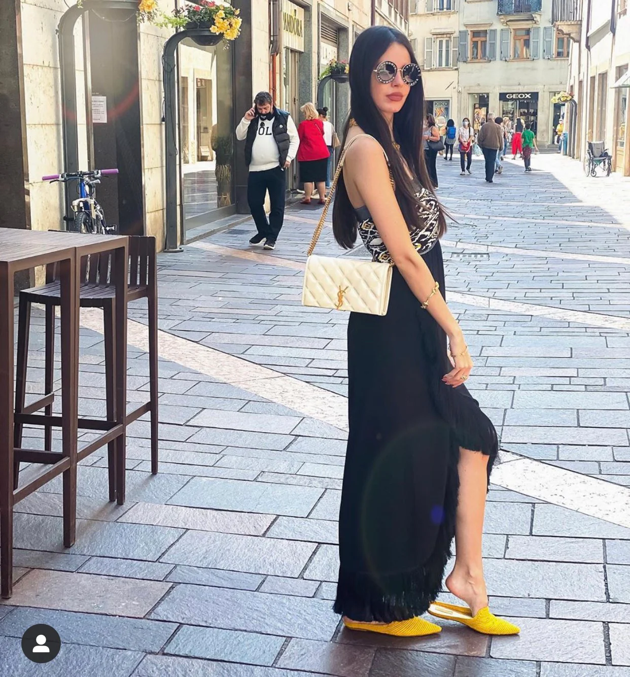 Сумка YSL-Becky из овечьей кожи с ромбовидной стёжкой и цепочкой