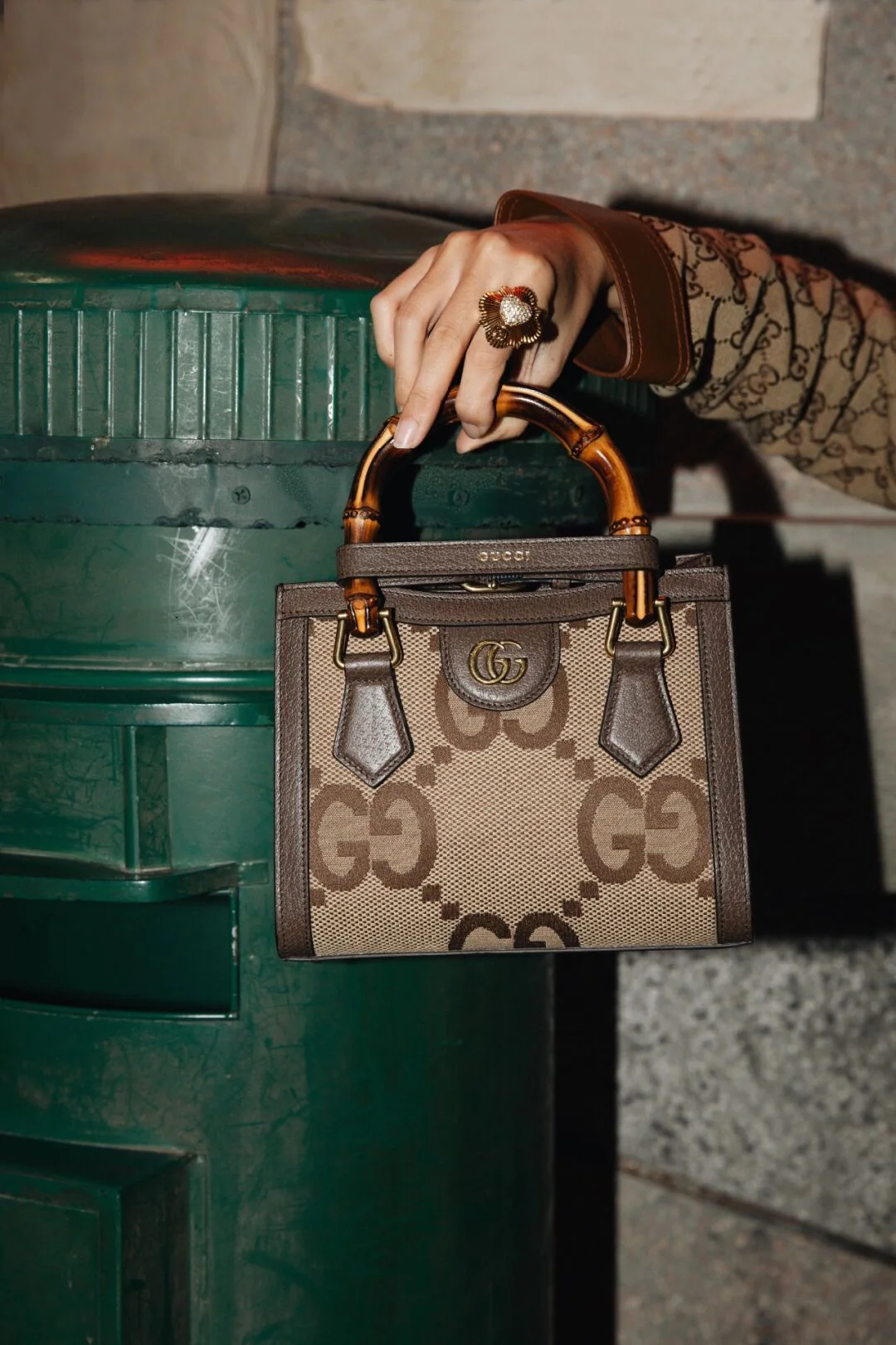 Оригинальная кожаная бамбуковая сумка Gucci