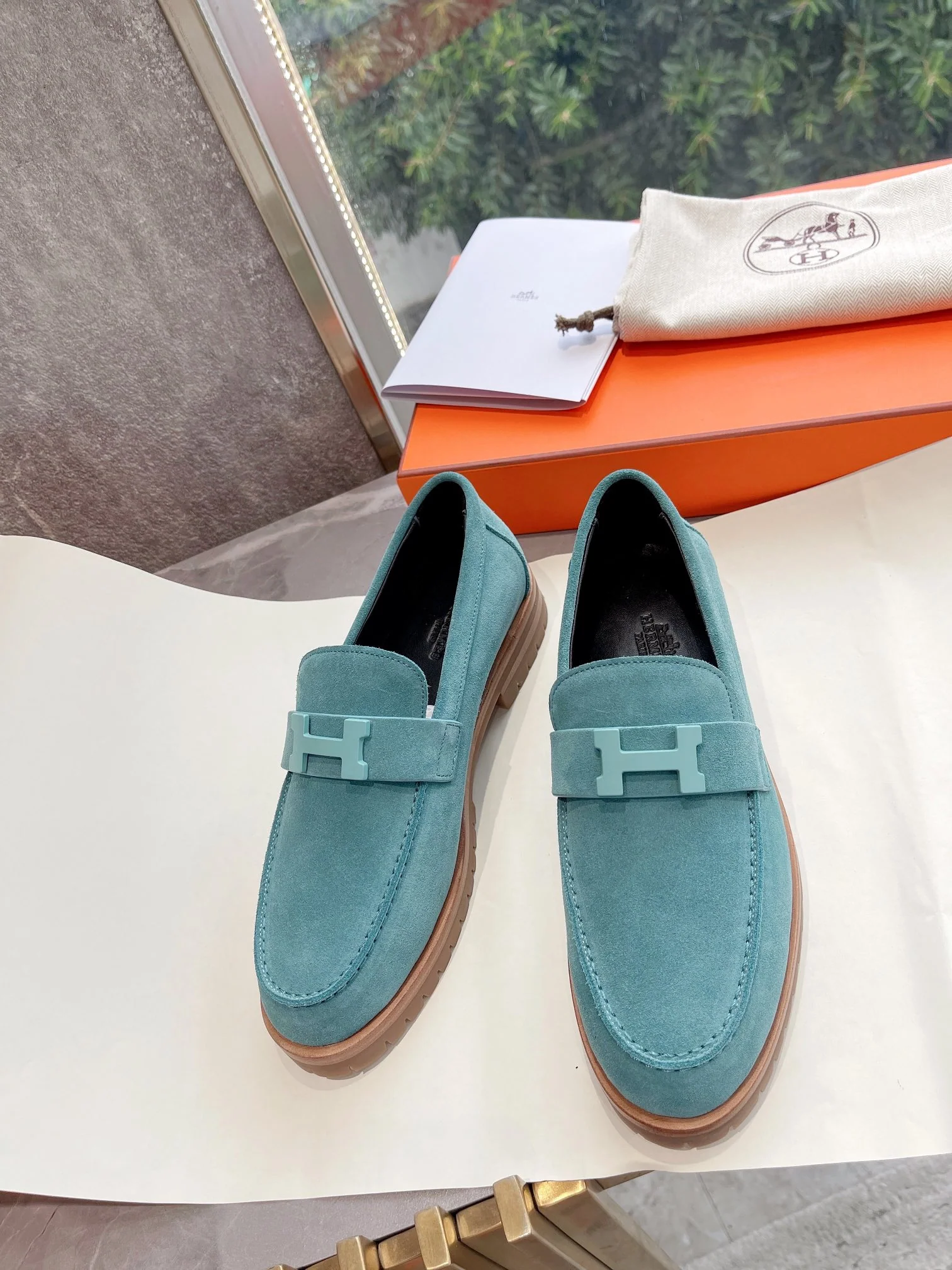 Лоферы Hermes 22FW - синие