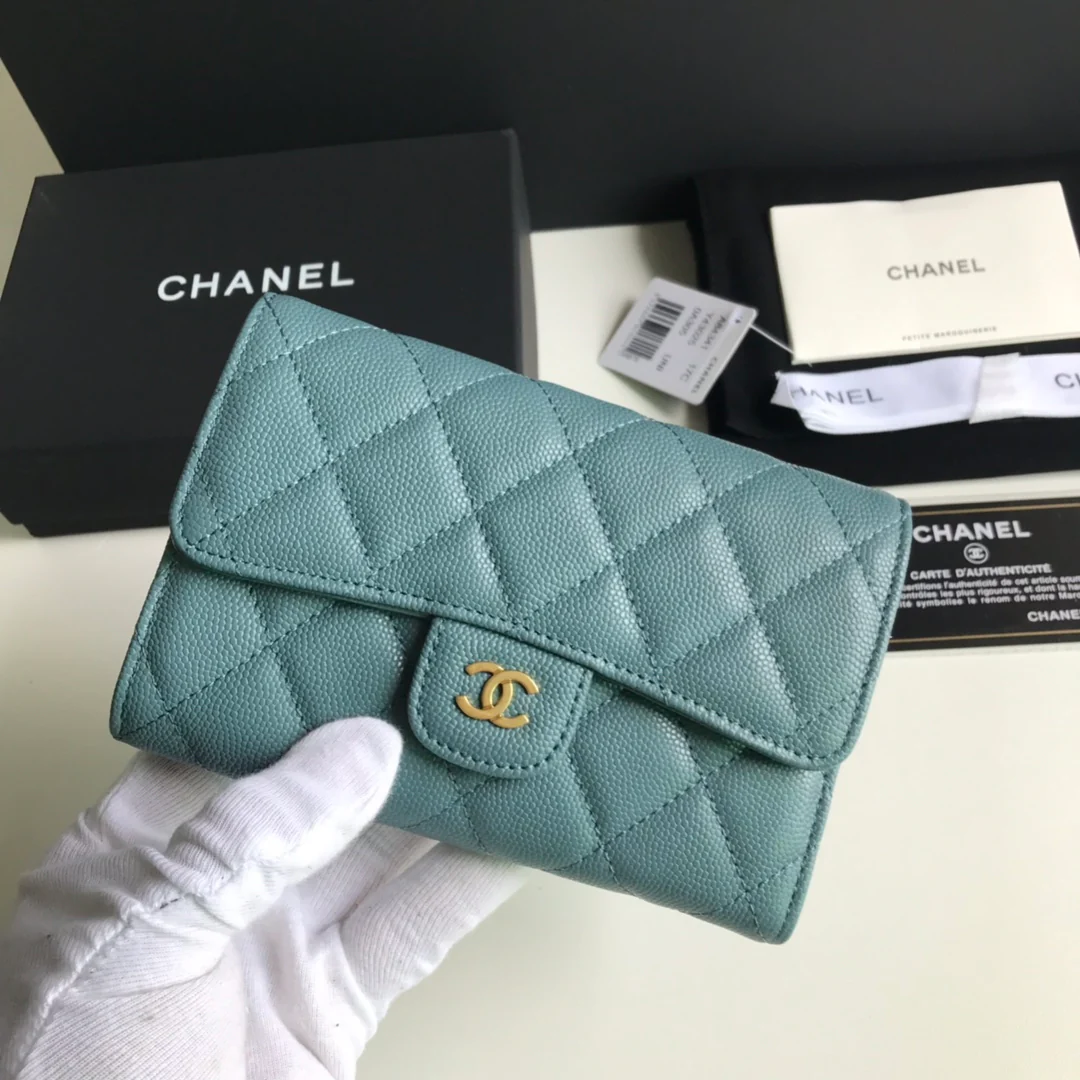 Оправа Chanel CF Tri-fold Frame - Haze Blue Lychee Skin Gold Buckle