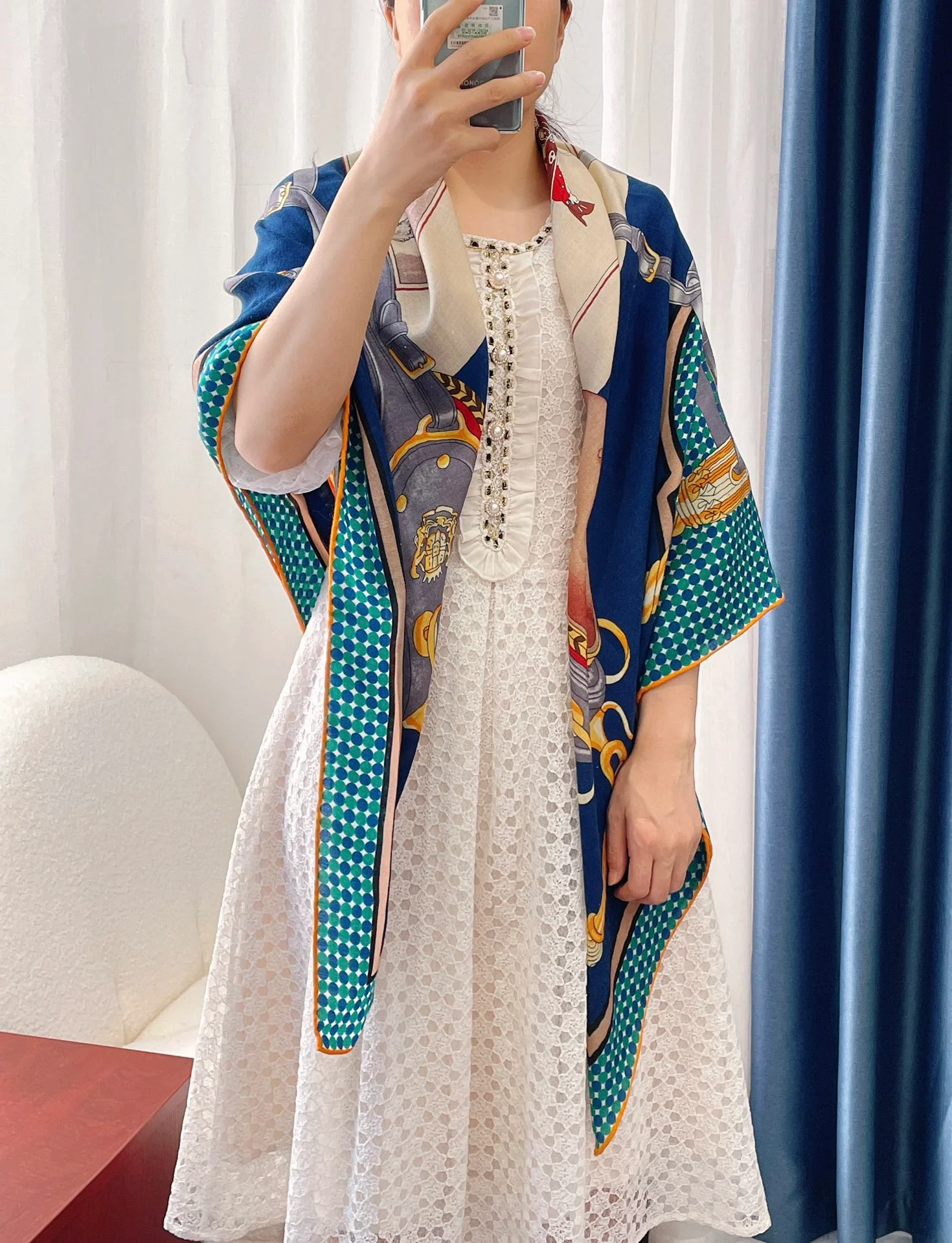 Hermes - Шарф Mr. Coach Square Scarf - 140 см - 70% кашемир - 30% шелк