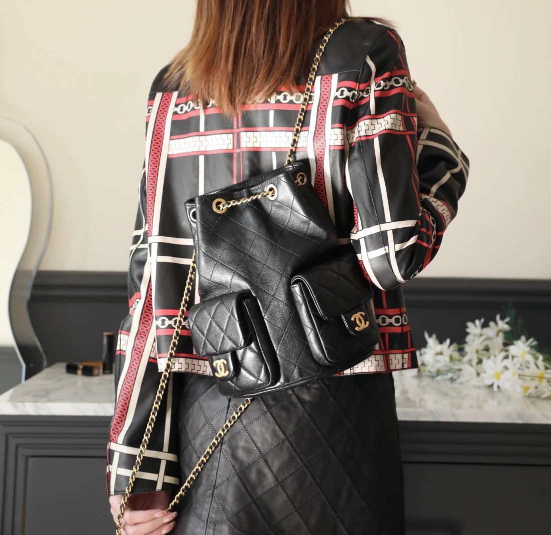 Рюкзак Chanel 25c на завязках - черный