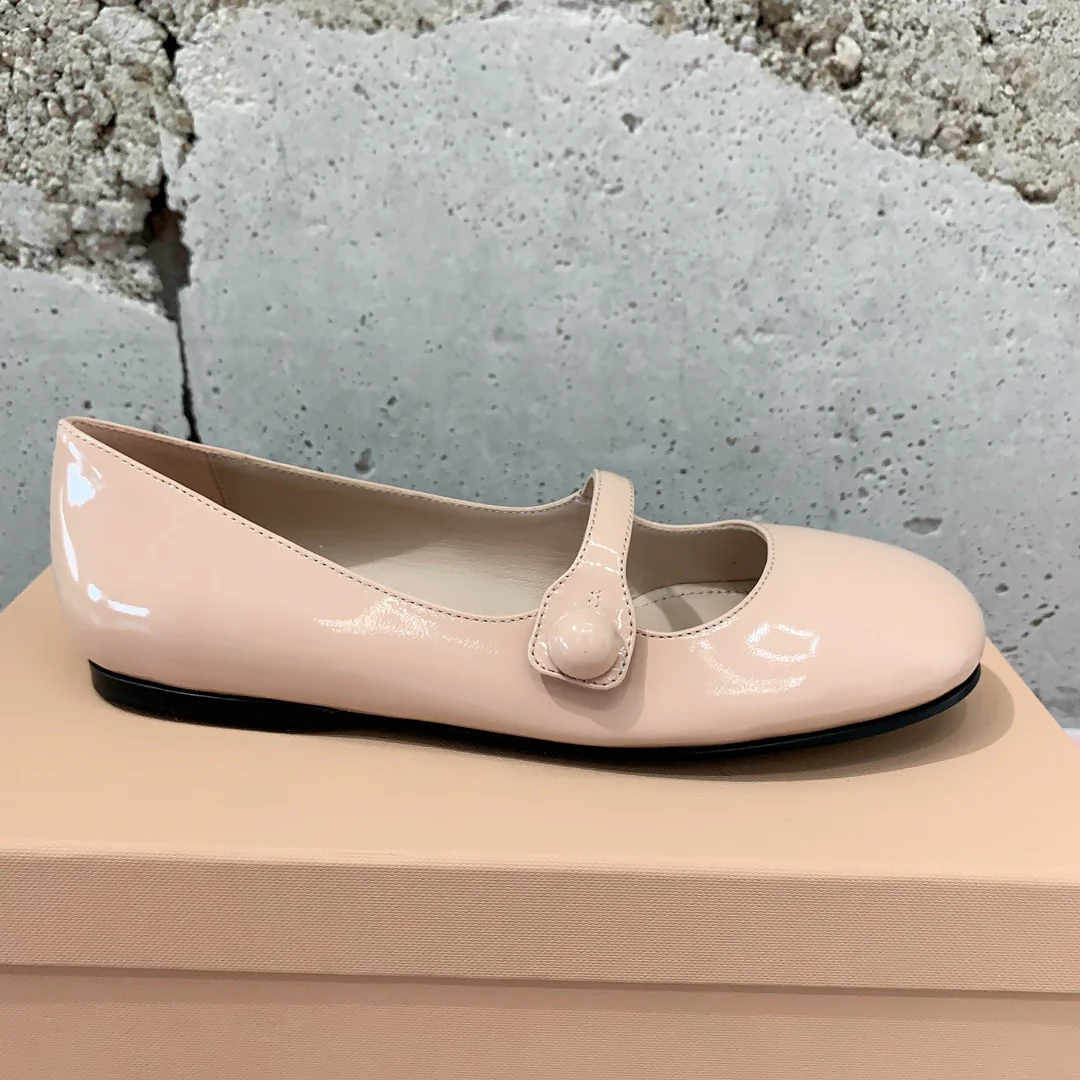 Туфли-балетки Miu Miu Mary Jane - розово-абрикосовые