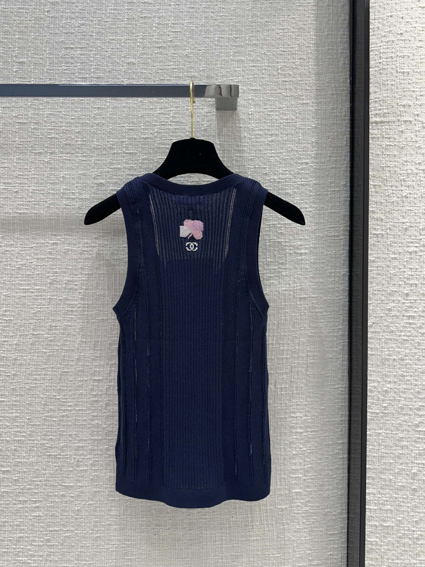 Chanel 2403 - Ажурный ребристый вязаный жилет - Синий