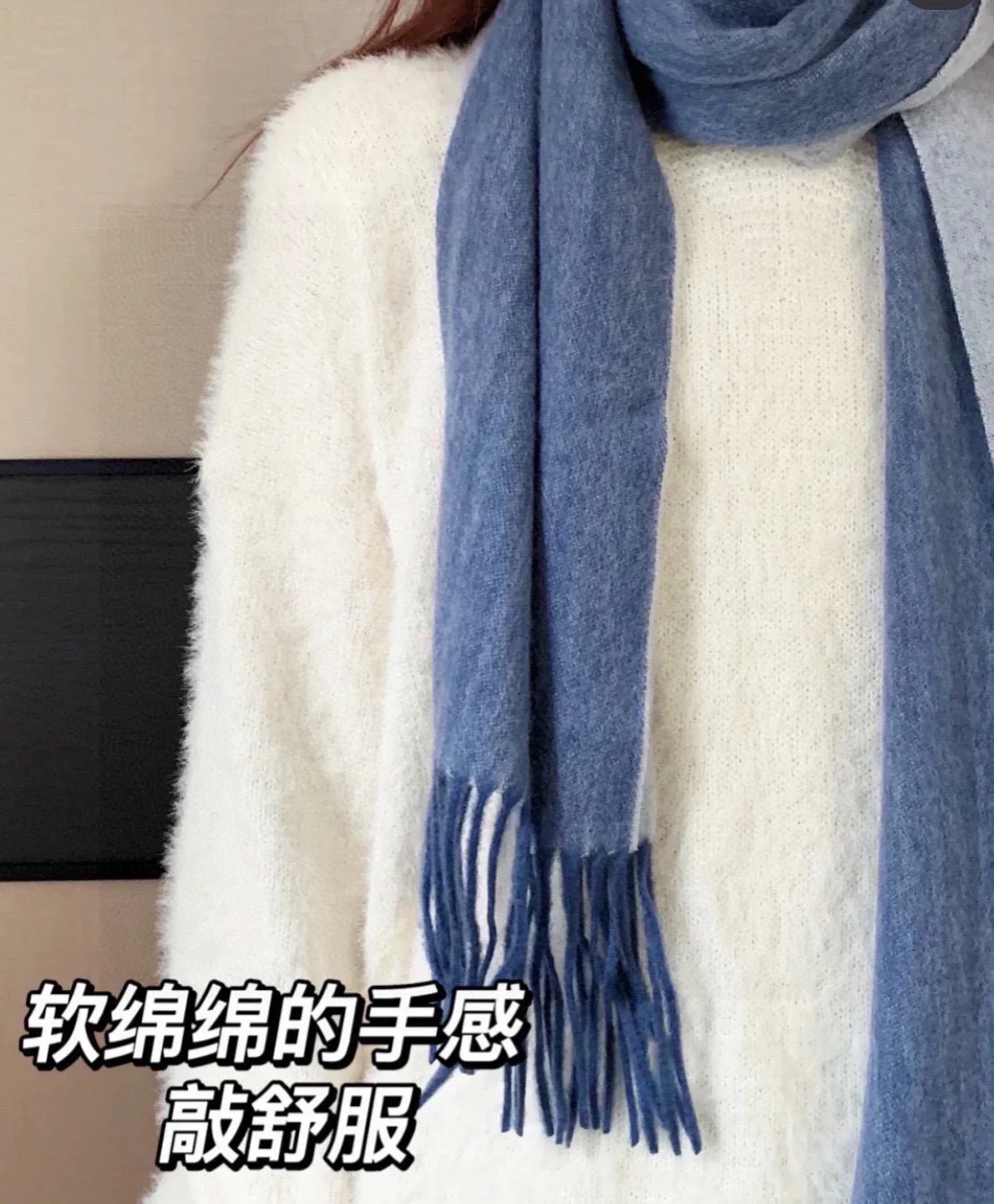 Двусторонняя кашемировая шаль/шарф Hermes - 210 см - синий