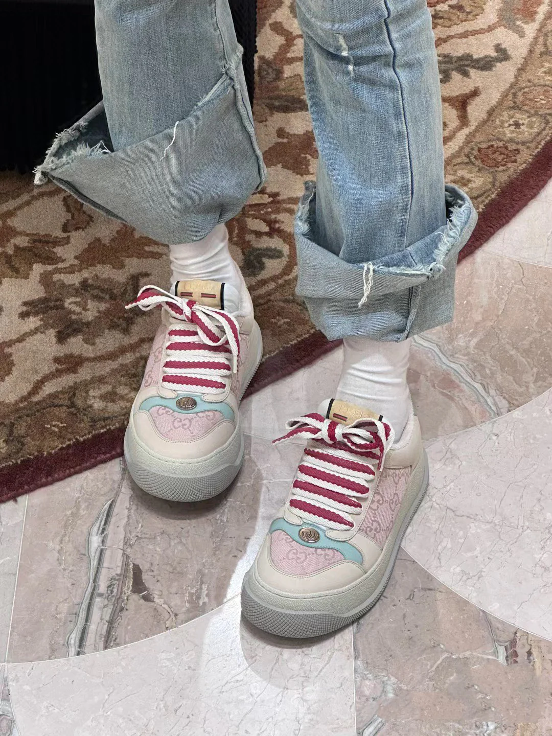 Новинка Gucci 2023 года - Туфли на платформе Dirty Shoes - Розовые