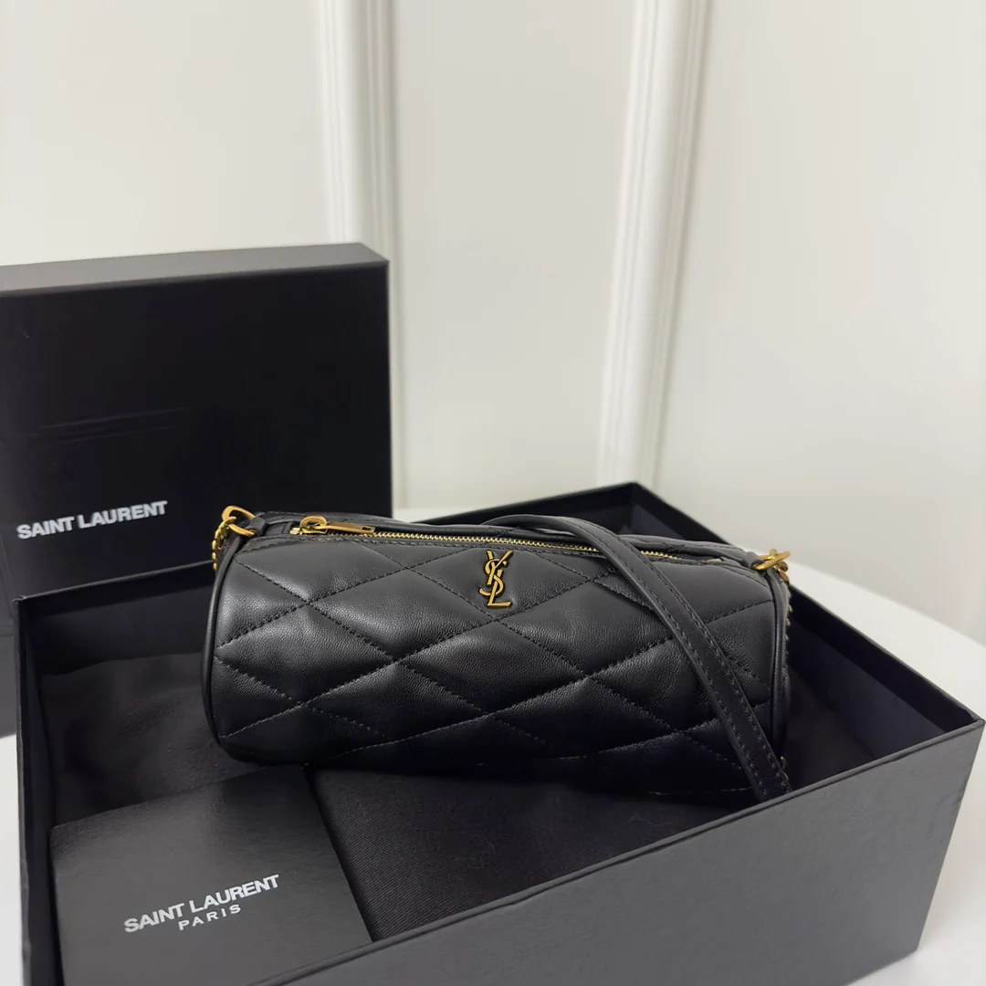 Маленькая цилиндрическая сумка YSL Sade - черная