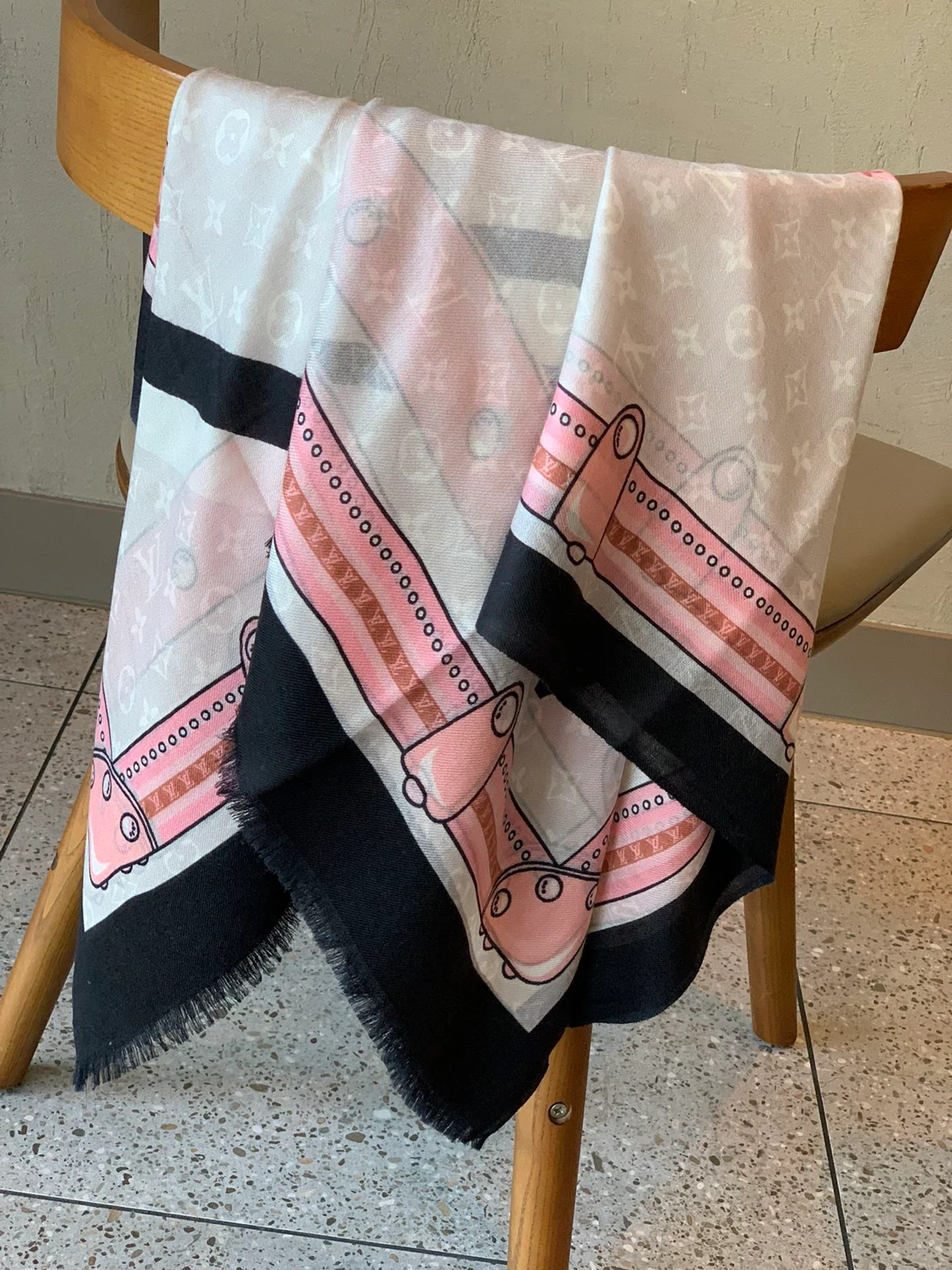 Шарф LV Tiger - 200 см - 110 см - 100 см - Чистый кашемир - Белый