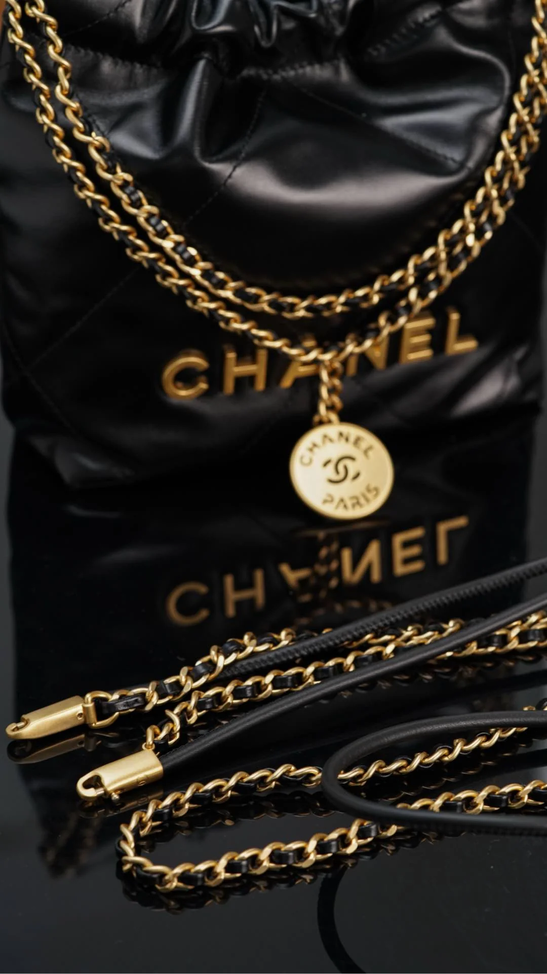 Мини-сумочка 23s-22 - Натуральная кожа - Черно-золотая