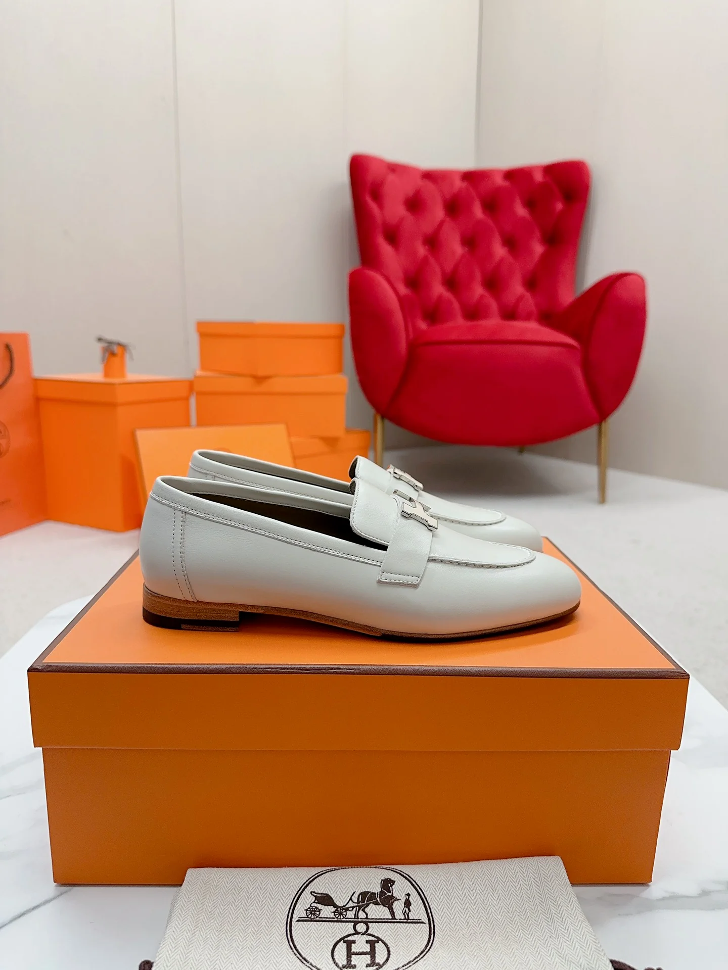 Лоферы Hermes Royal - бежевая кожа