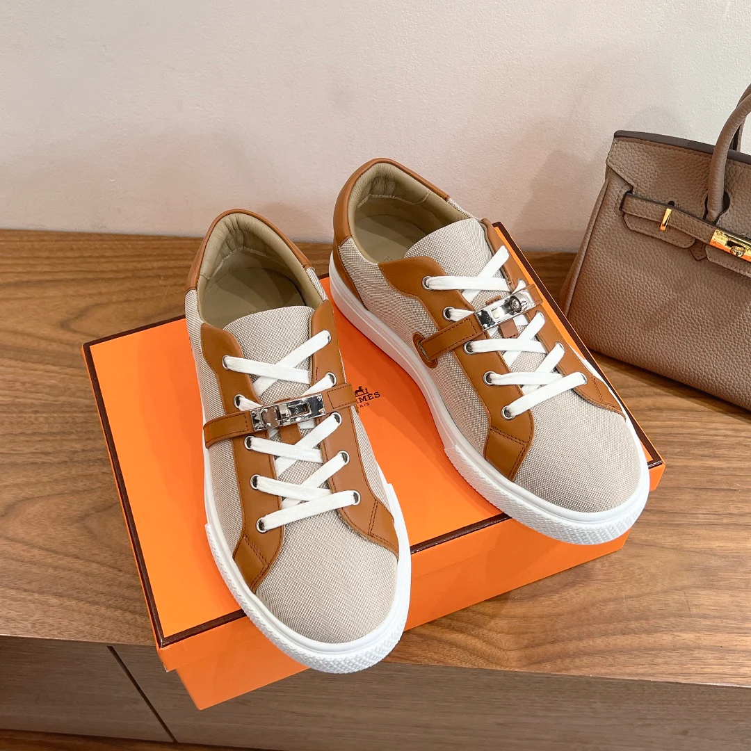 Повседневные туфли Hermes 2024 - Коричневые - 1