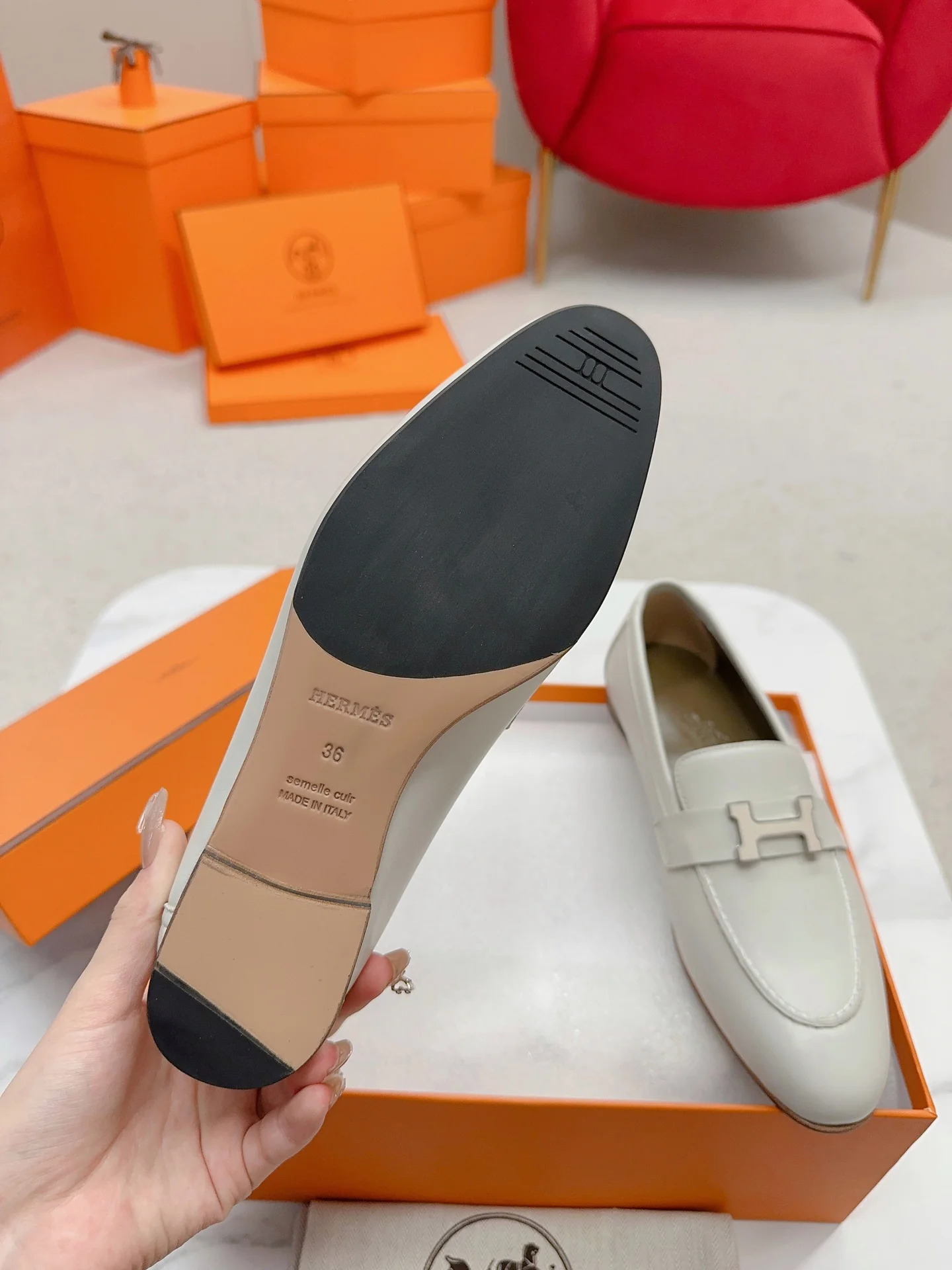 Лоферы Hermes Royal - бежевая кожа