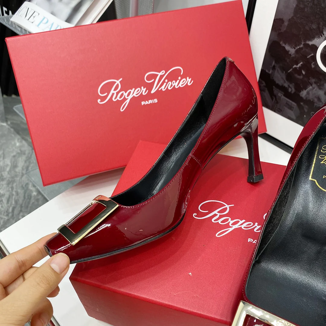 RV-7-5cm Каблук-банан - Винно-красный