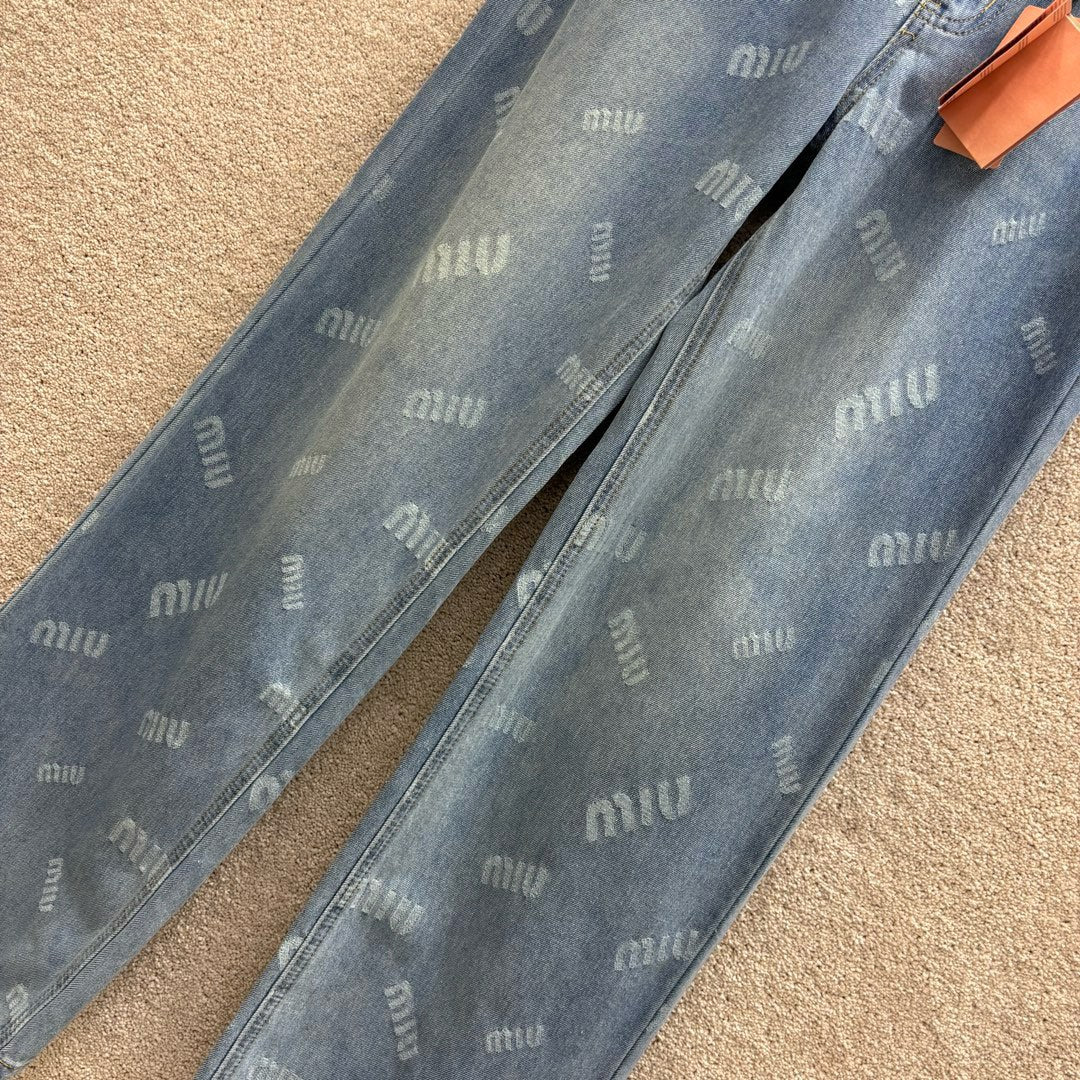 Miu Miu 2404 - Джинсы прямого кроя с поясом