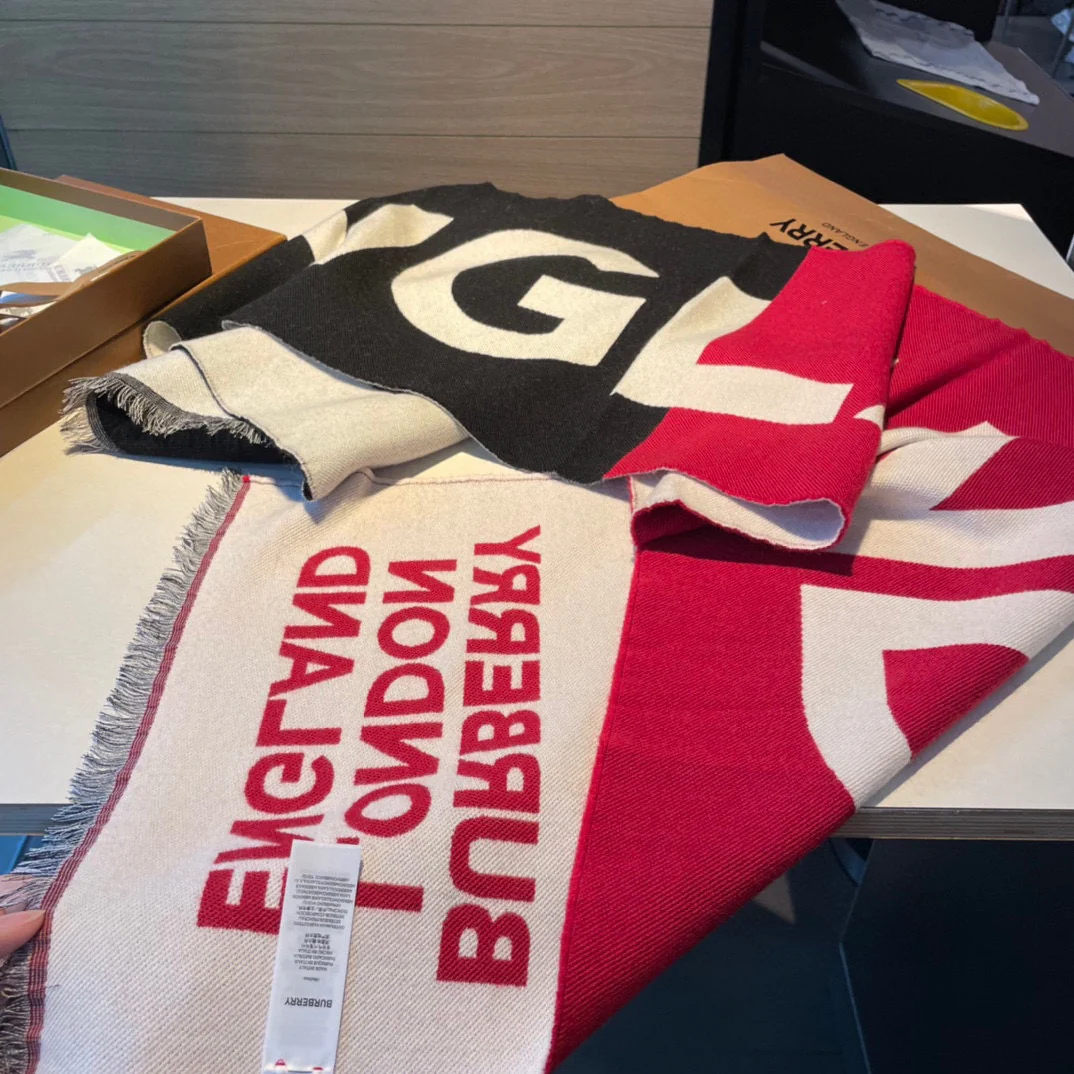 Классический двусторонний шарф Burberry для верховой езды - 34 см - 195 см - 100% кашемир