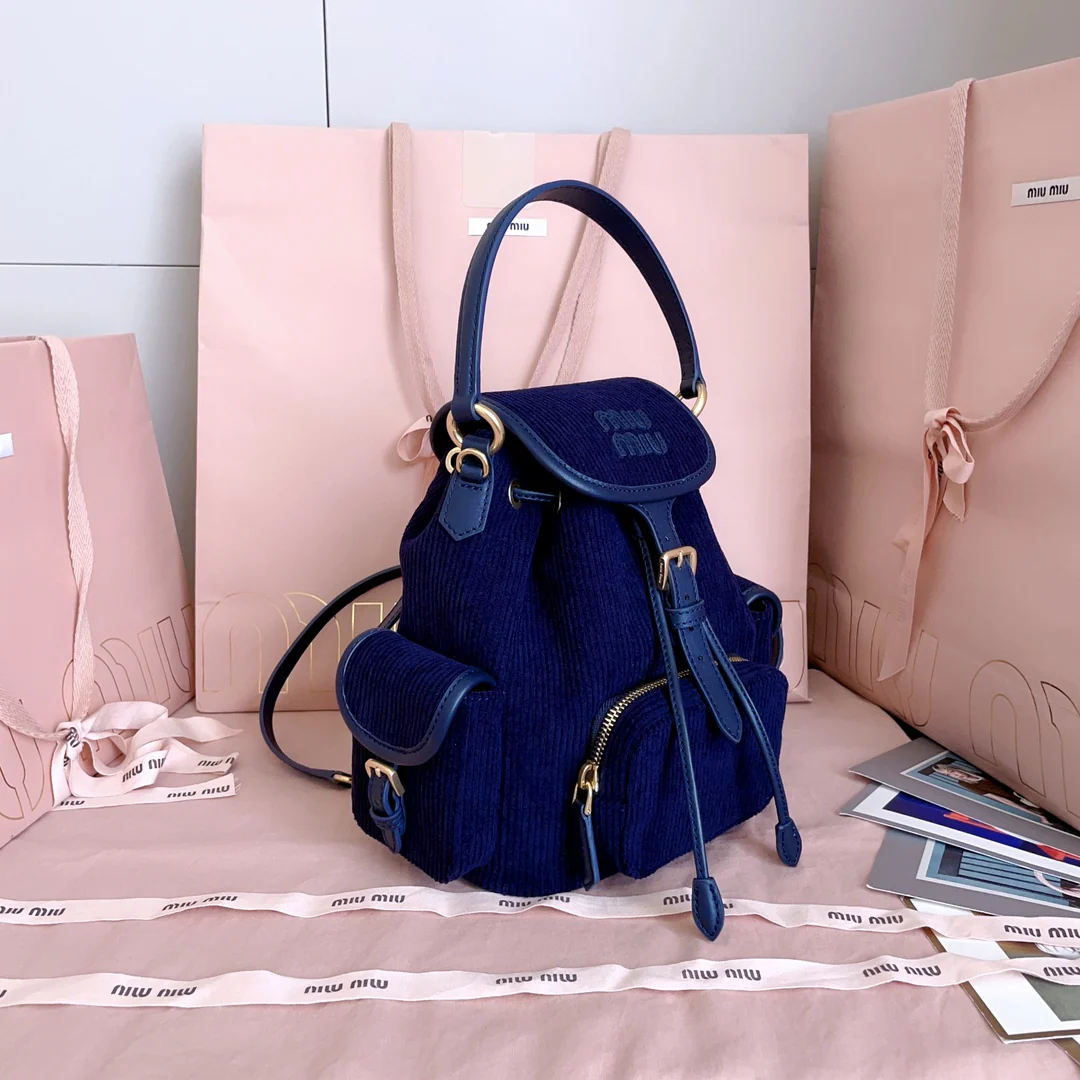 Рюкзак Miu Miu-5bz043 из вельвета - синий