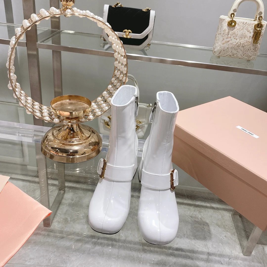 Miu Miu - Ботильоны 22s с застежкой-молнией и металлической пряжкой - 3