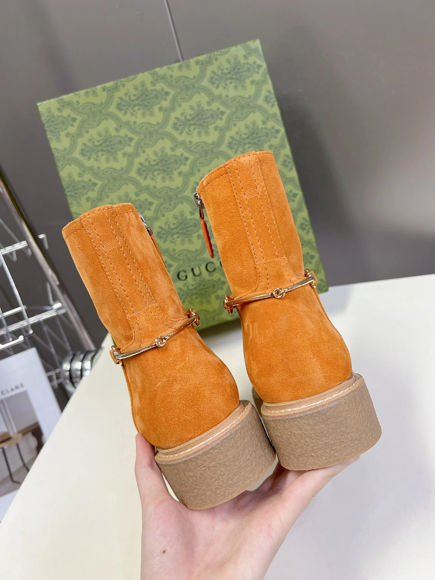 Конные сапоги Gucci 2024 - оранжевые