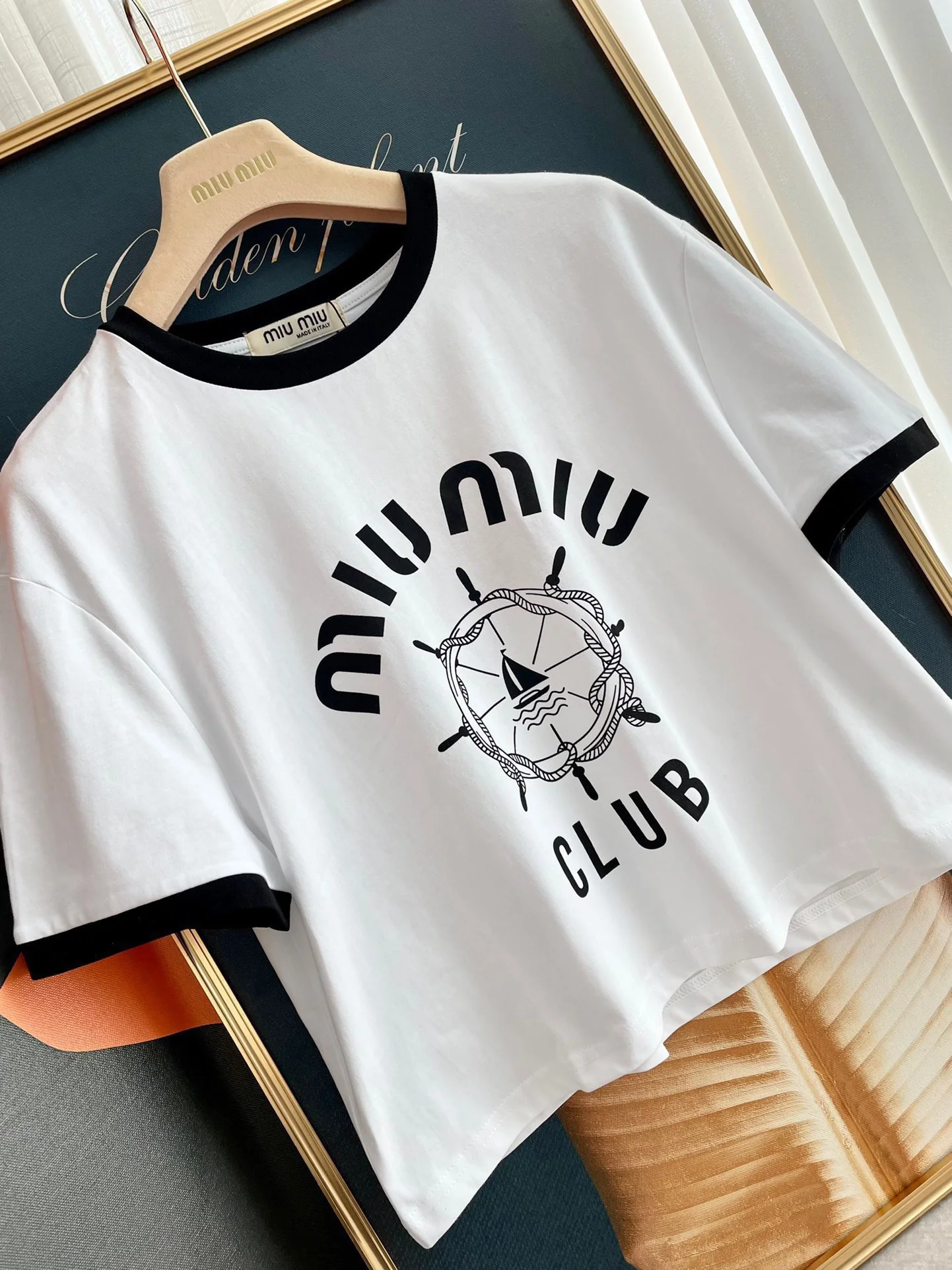 Футболка с коротким рукавом Miu Miu-2404 с рисунком руля