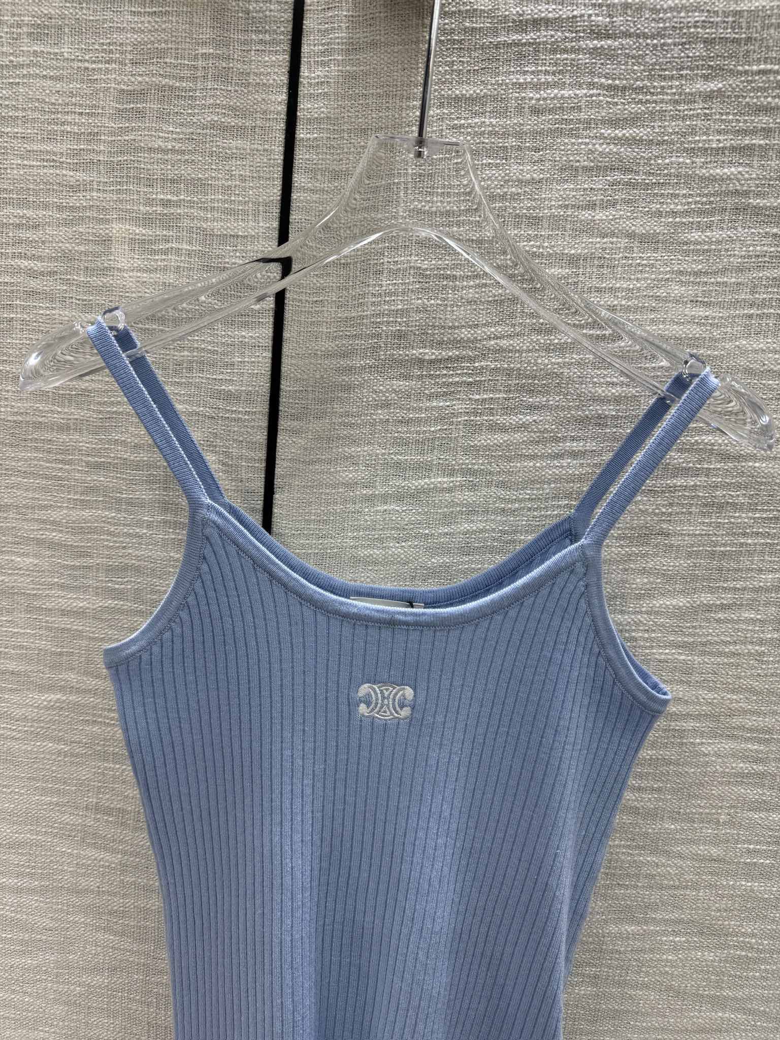 Вязаный жилет Celine-2403, синий