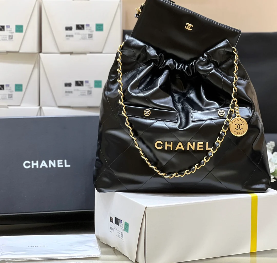 Мусорный мешок Chanel 22bag с двумя отделениями - черный