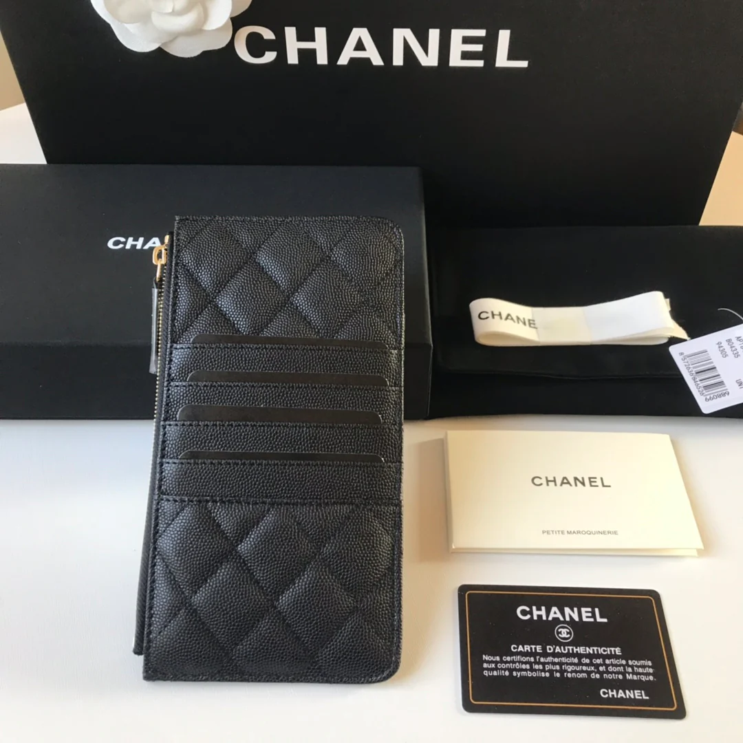 Chanel - Длинный кошелек/держатель для карт на молнии - Плоский длинный кошелек - 3