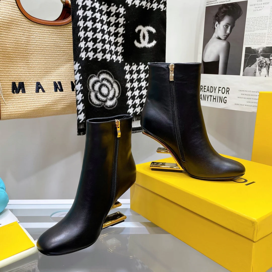 Туфли на высоком каблуке в стиле Fendi-f - сапоги на высоком каблуке