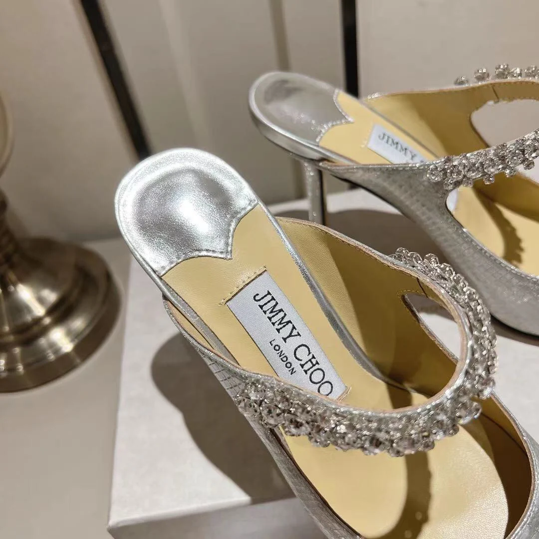 Сандалии на высоком каблуке Jimmy Paris Window Custom Design - Bling Bling - 10 см - серебристые