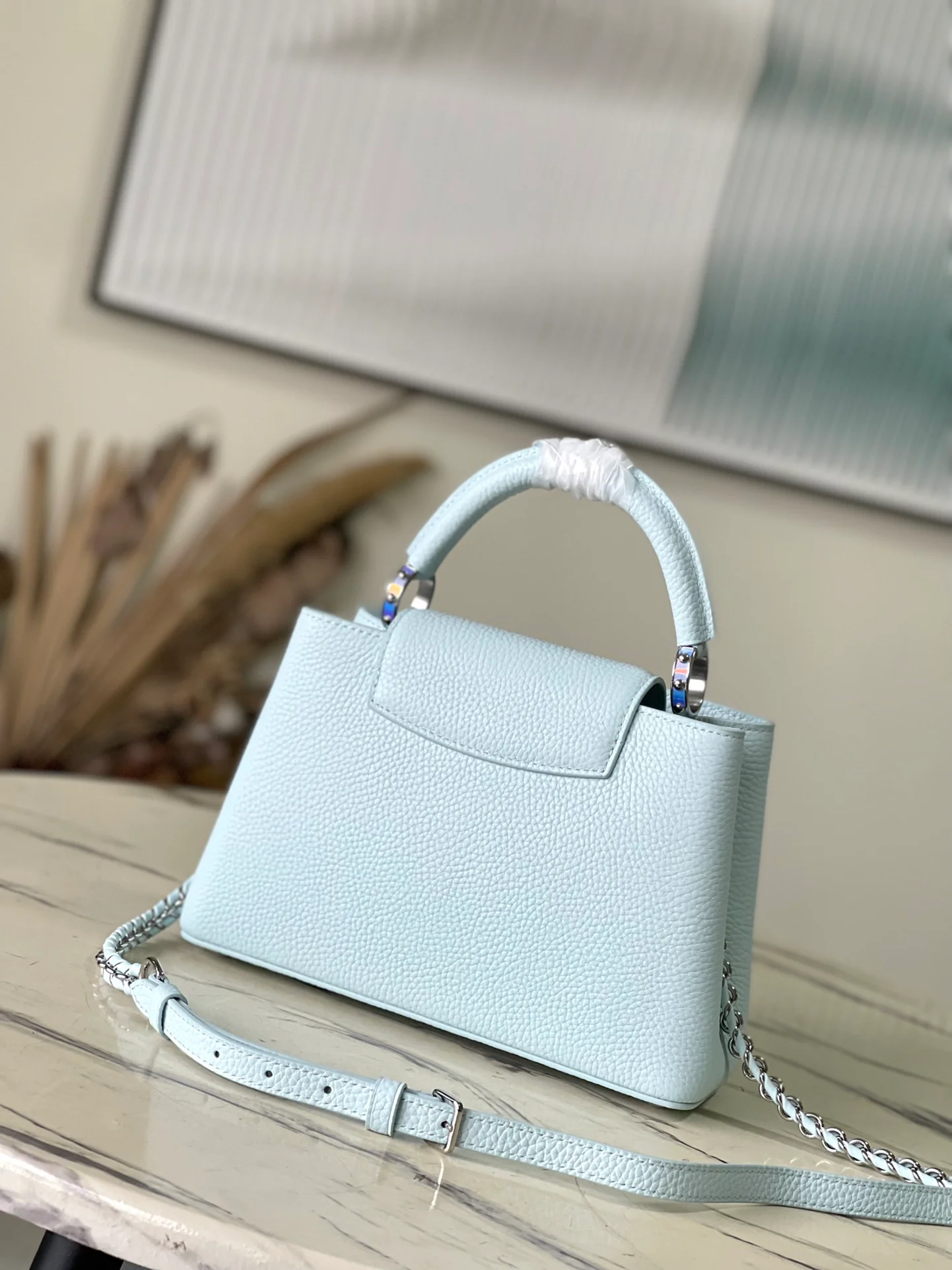 m23289-LV-capucines Маленькая сумочка/сумка через плечо светло-голубого цвета