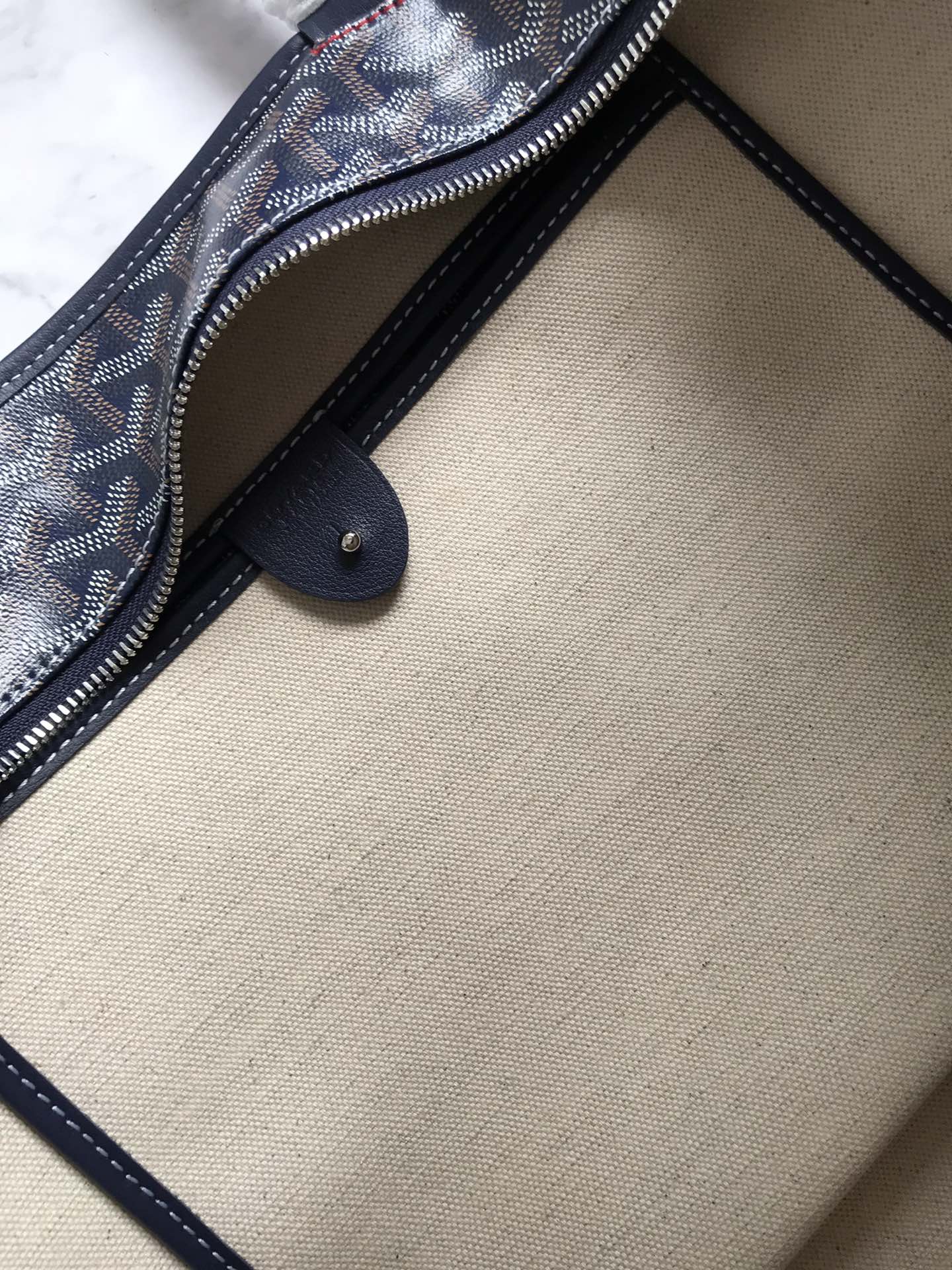 Большая сумка-тоут Goyard на молнии - темно-синяя