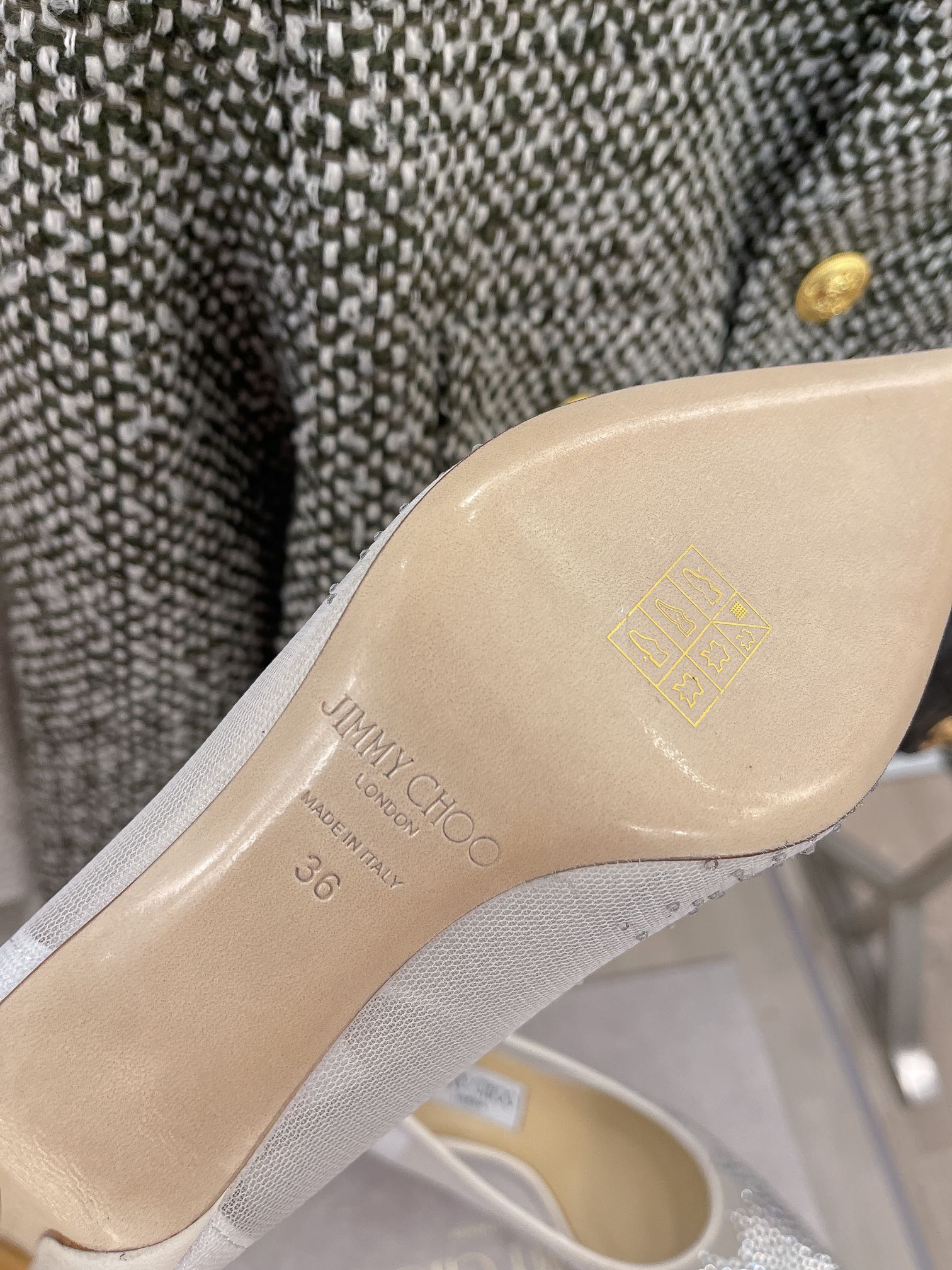 Jimmy - Туфли на высоком каблуке с сетчатыми вставками и стразами - 1