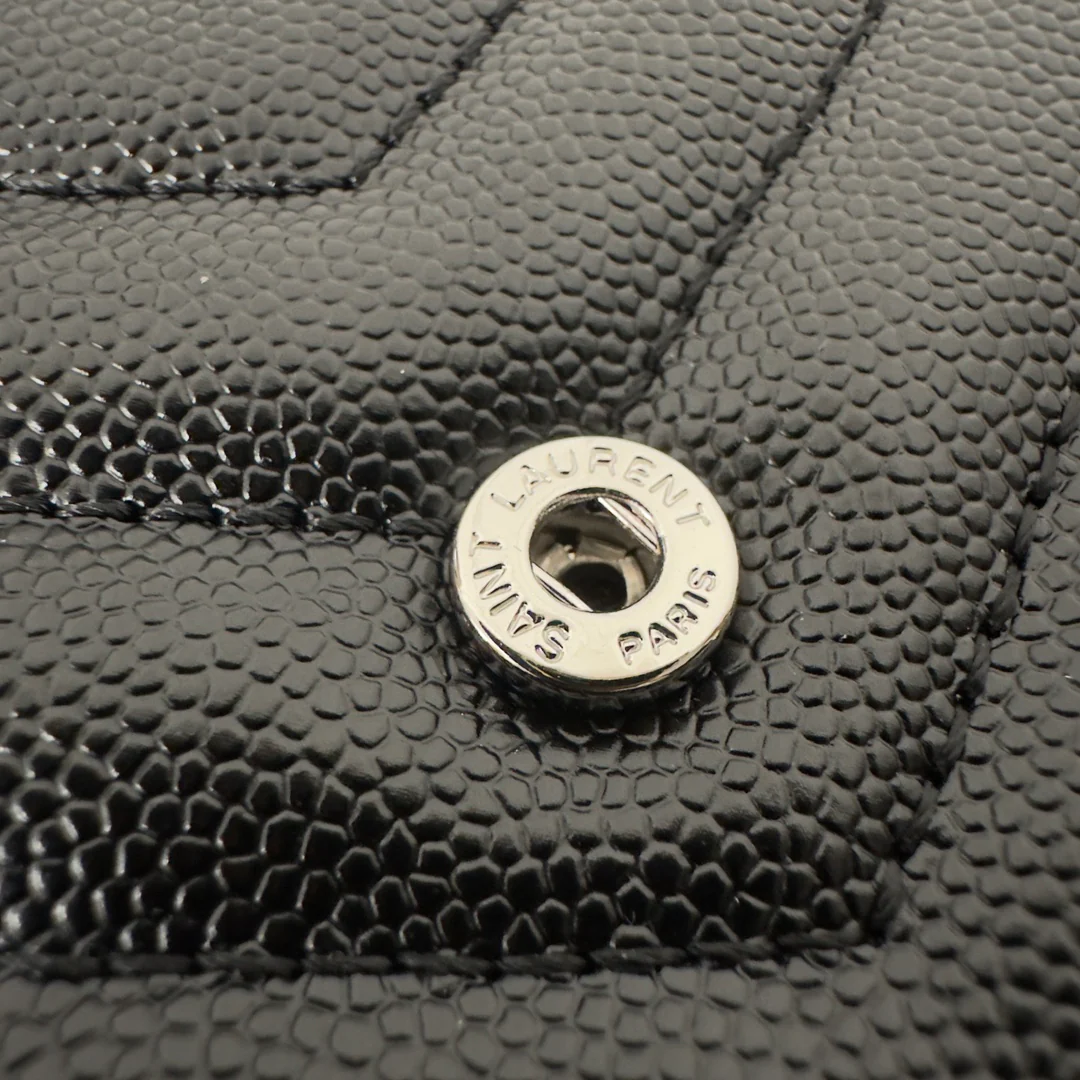 YSL Monogram Caviar - WOC - Черный с серебряной пряжкой - 19 см