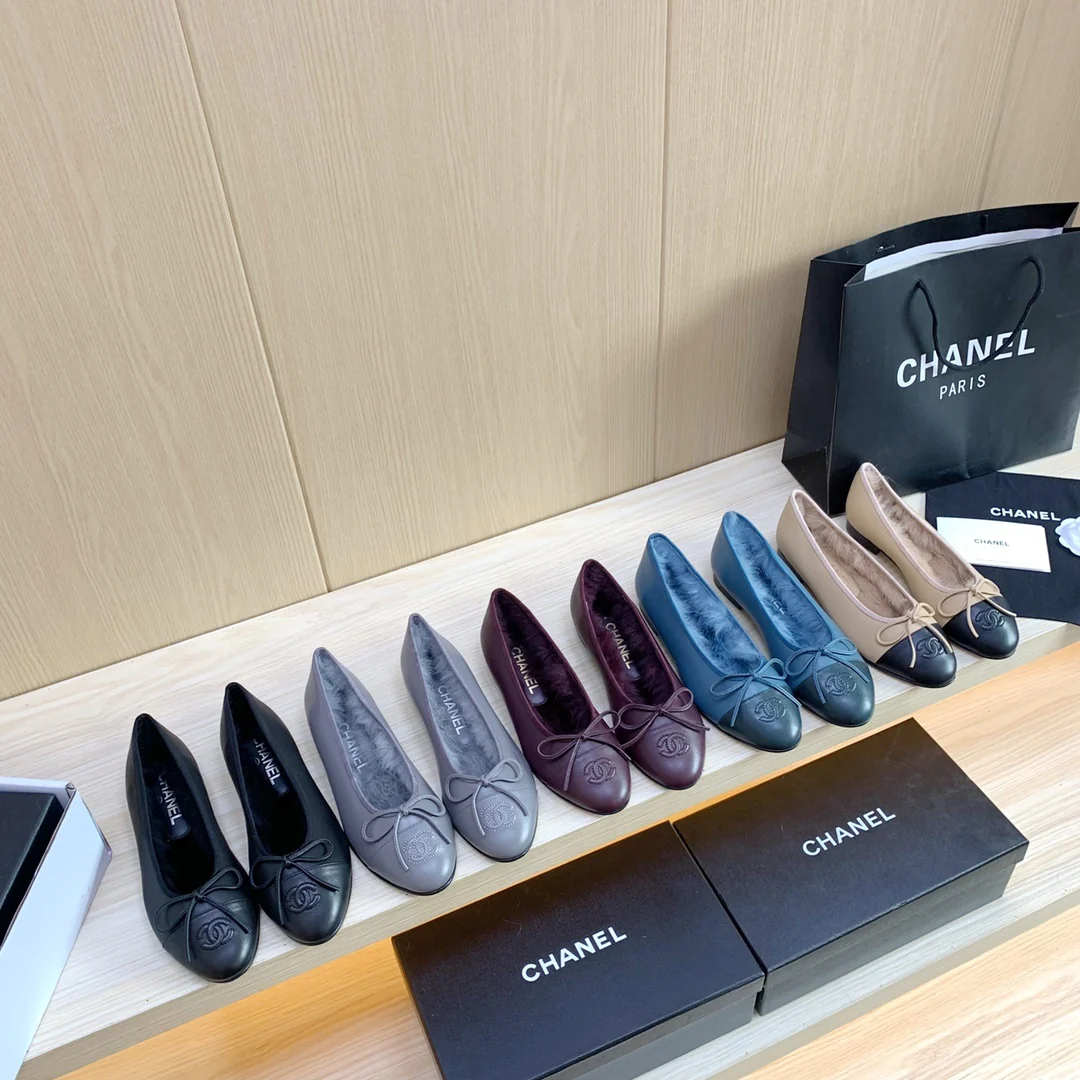 Chanel - Классические балетки - Вариант с кроличьим мехом - Синие