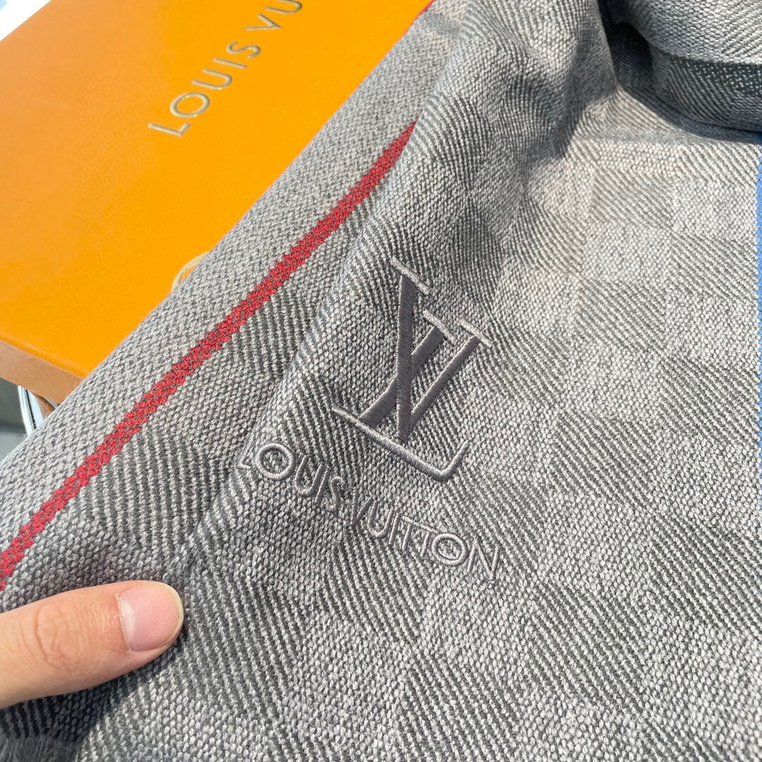 LV - Кашемировый шарф премиум-класса - 180 см - 32 см - 100% кашемир - серый