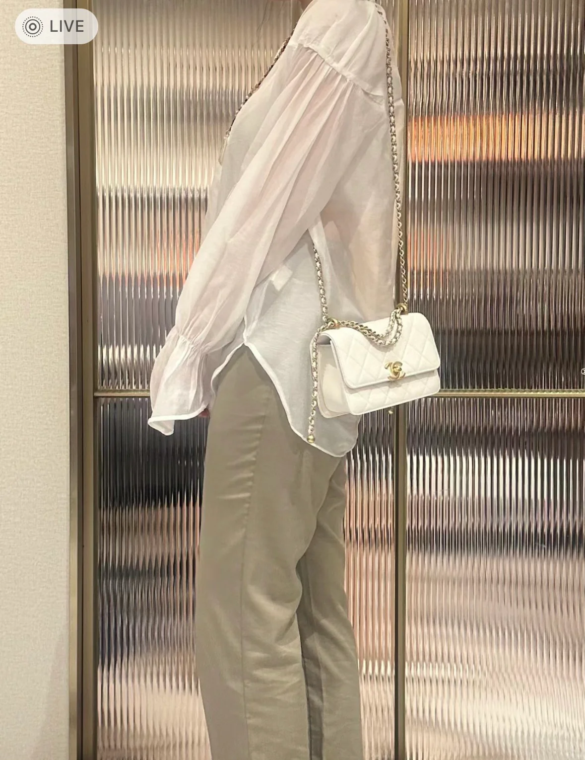 Chanel 24c Double Gold Ball CF Mini 19 White