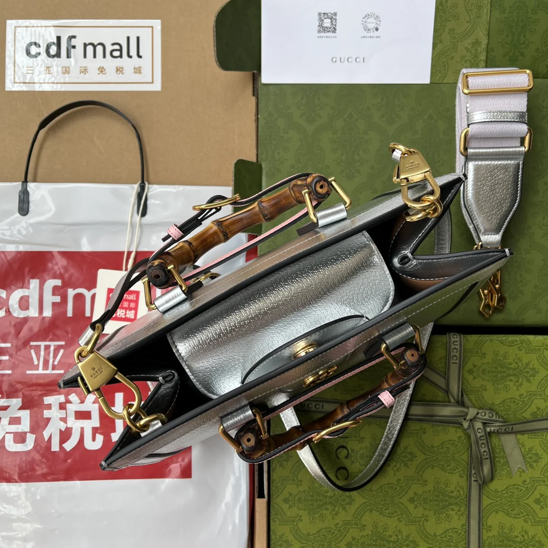 Маленькая сумка-тоут Gucci с бамбуковой ручкой - 27x24x11 см