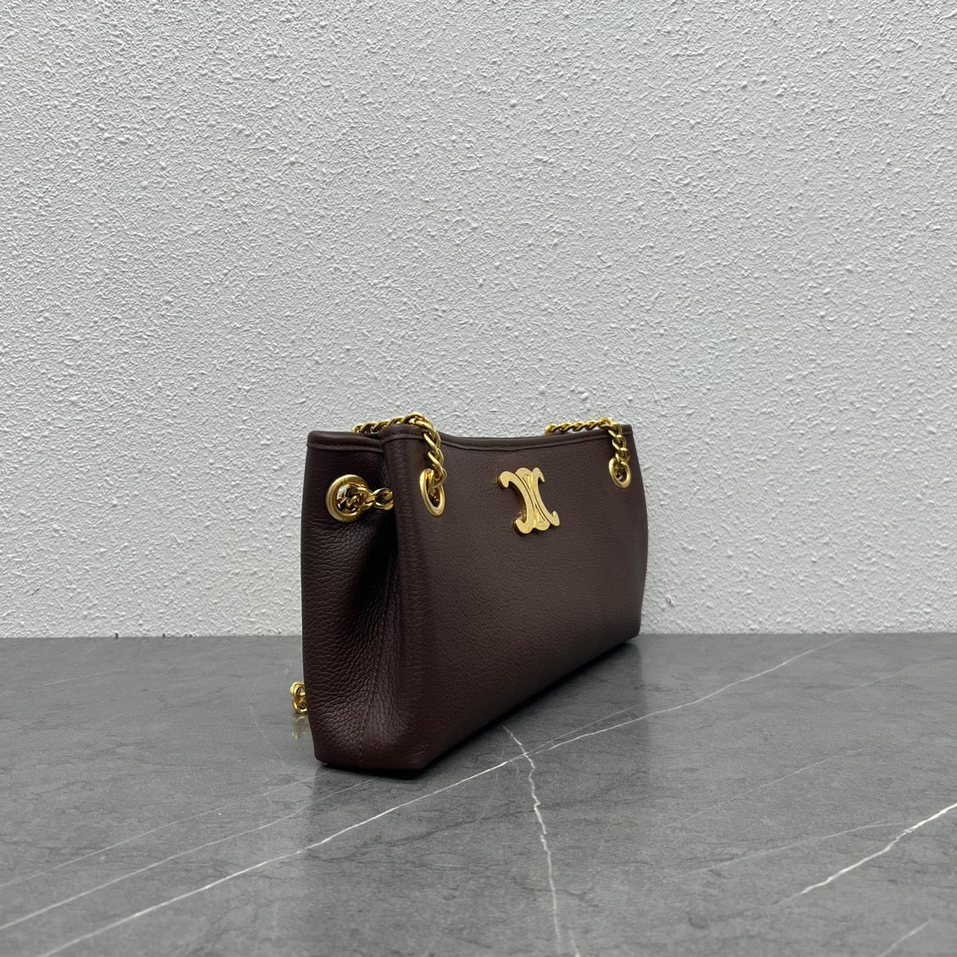 Сумка Celine New Newspaper Chain Bag - сумка через плечо с двойной цепочкой - коричневая