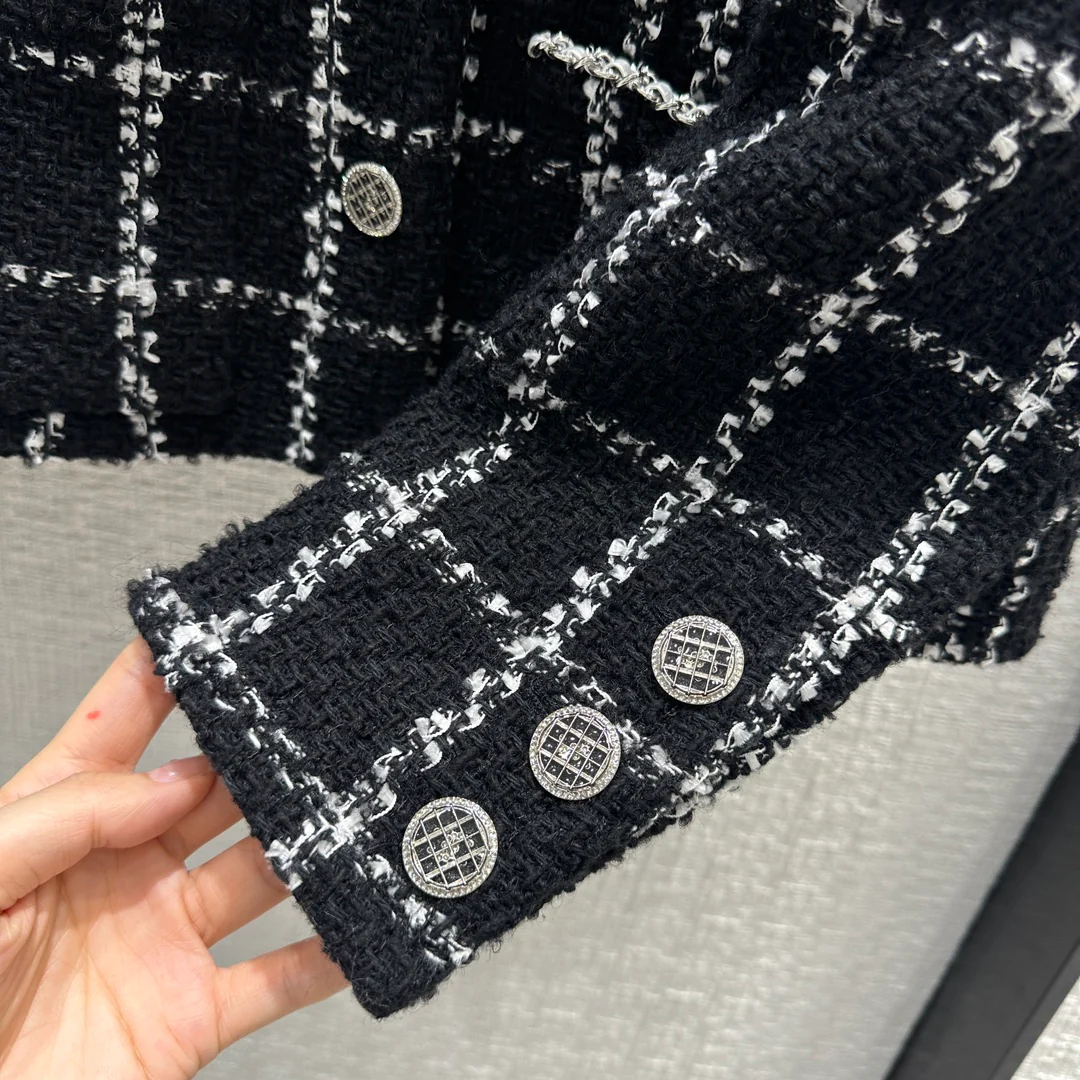Chanel - 2403-24 Новинка ранней весны: Элитный твидовый жакет в черно-белую клетку