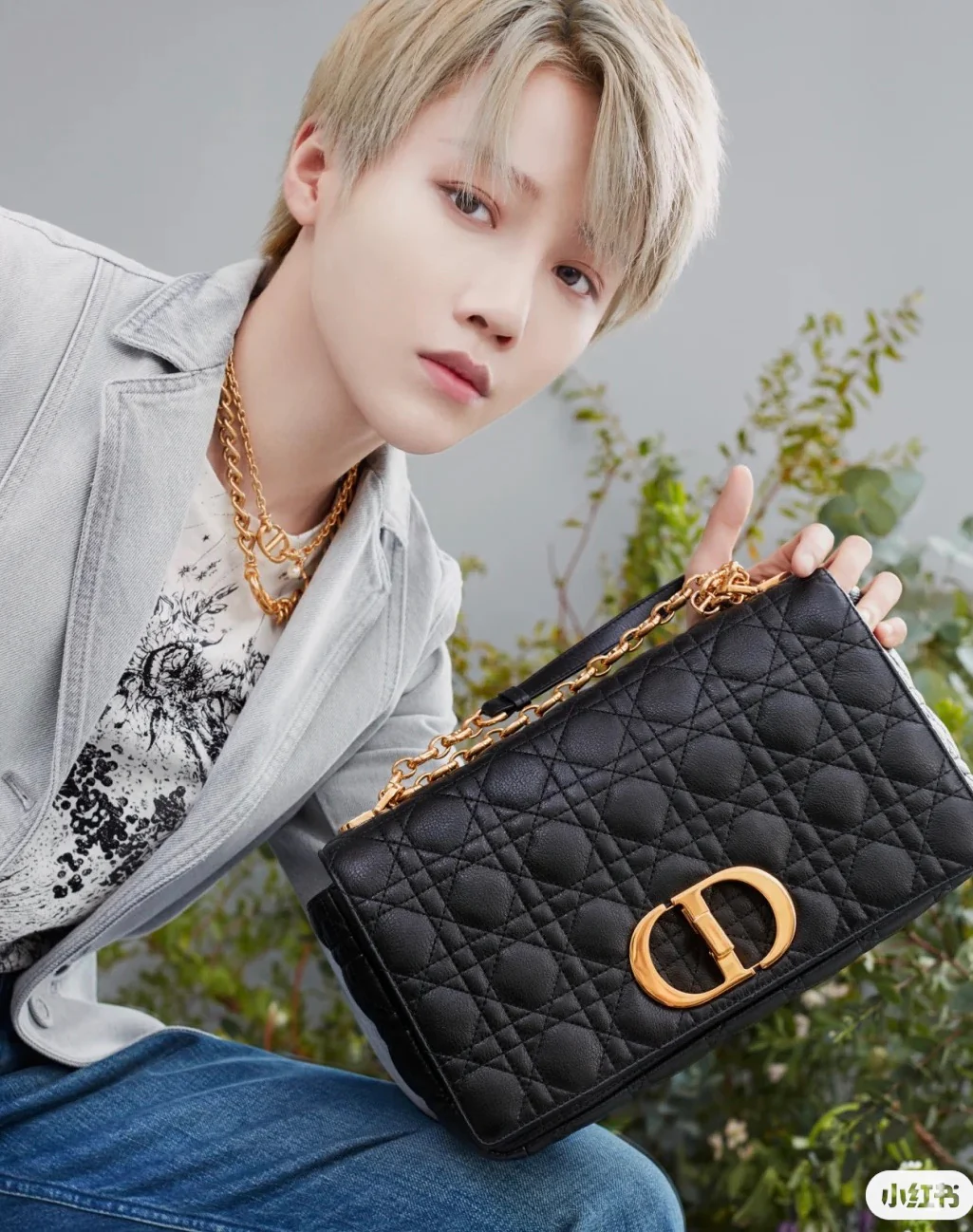 Dior Caro Large 28 см, черная телячья кожа