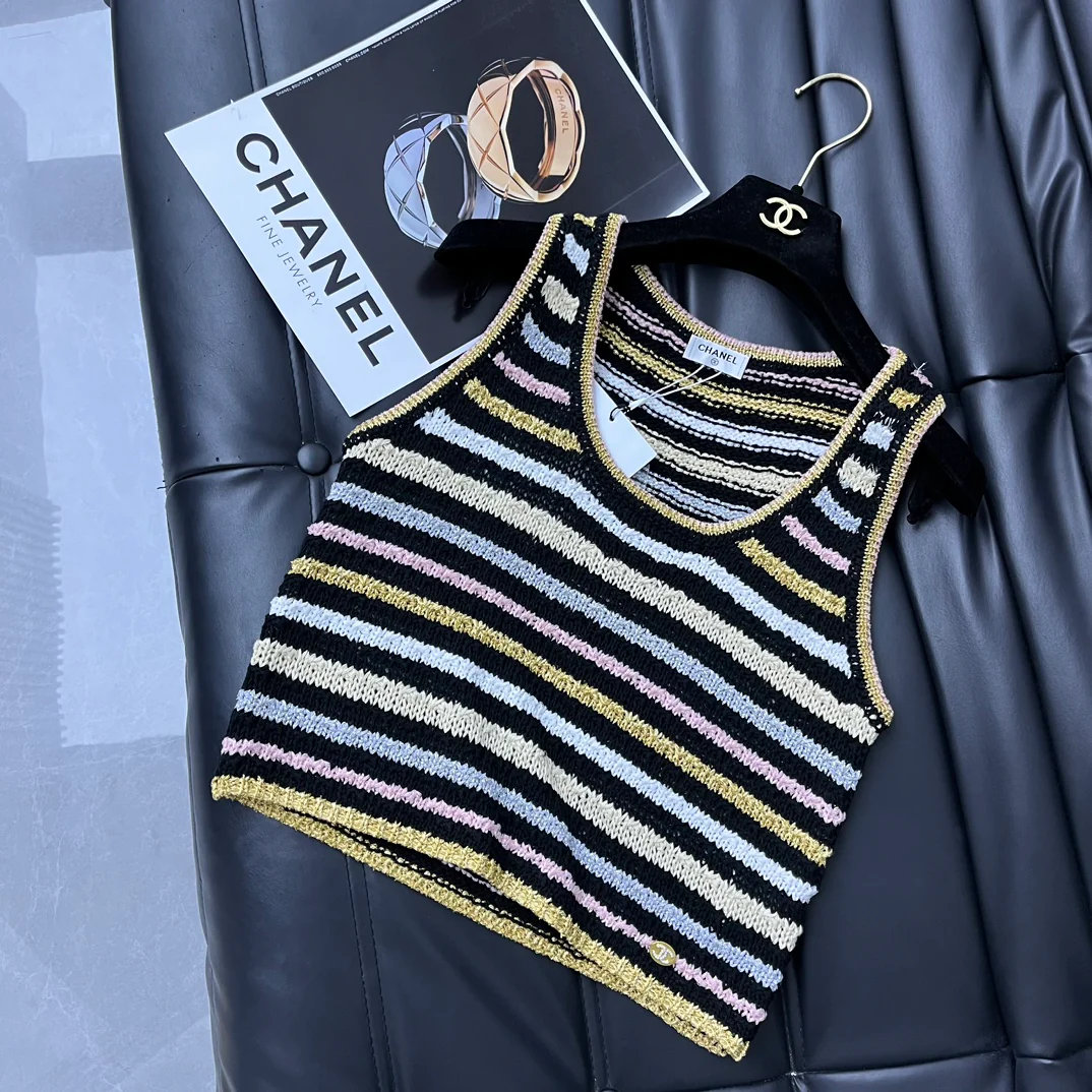 Chanel - Новинка: Полосатый жилет с круглым вырезом (2403-24)